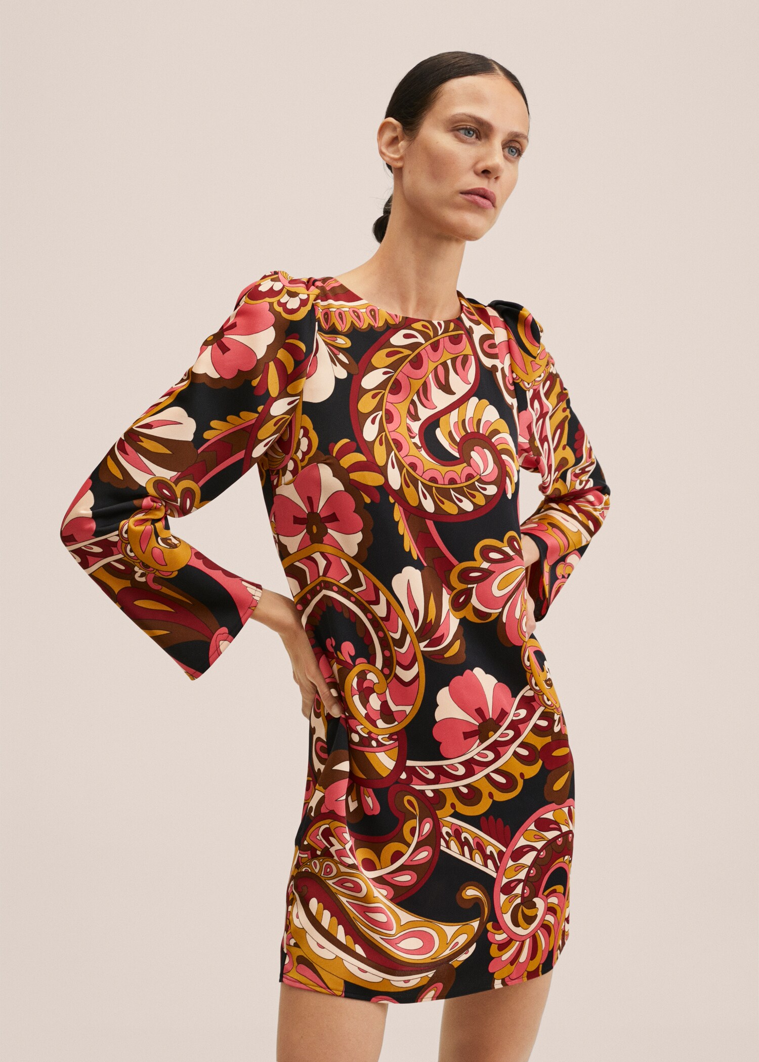 Printkleid mit Ballonärmel - Mittlere Ansicht