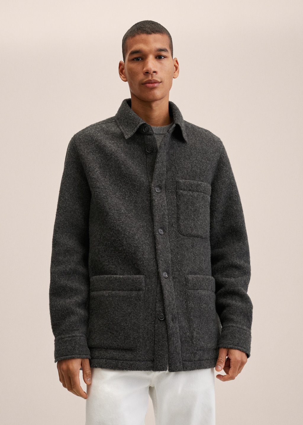 Surchemise laine poches Homme MANGO OUTLET Luxembourg