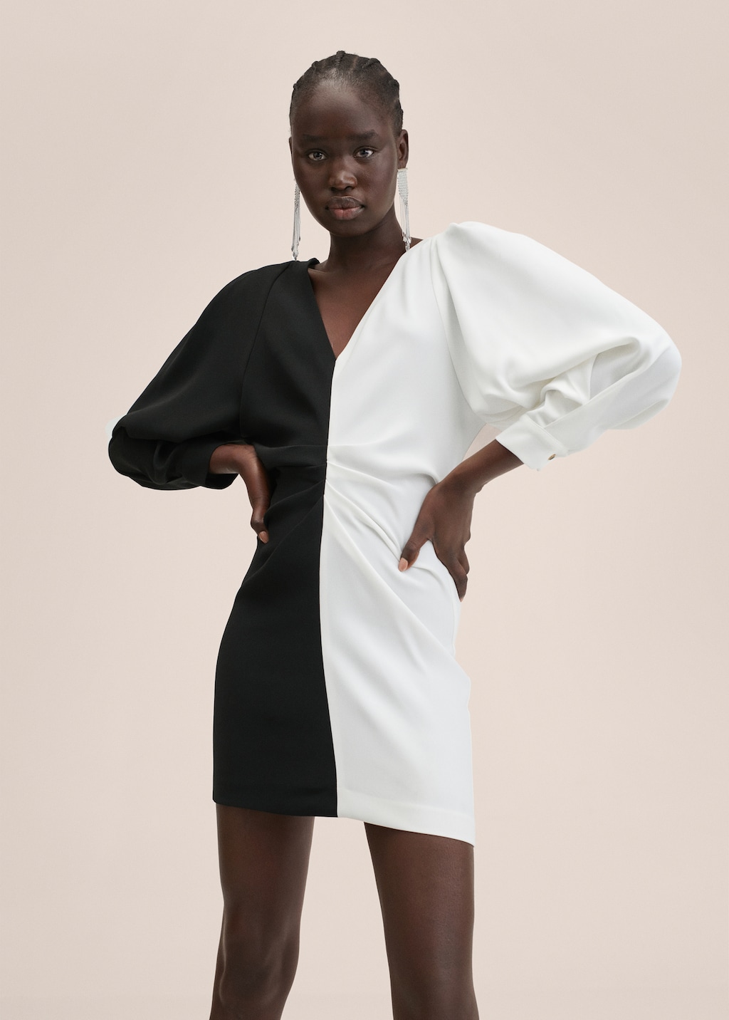 Robe drapee bicolore