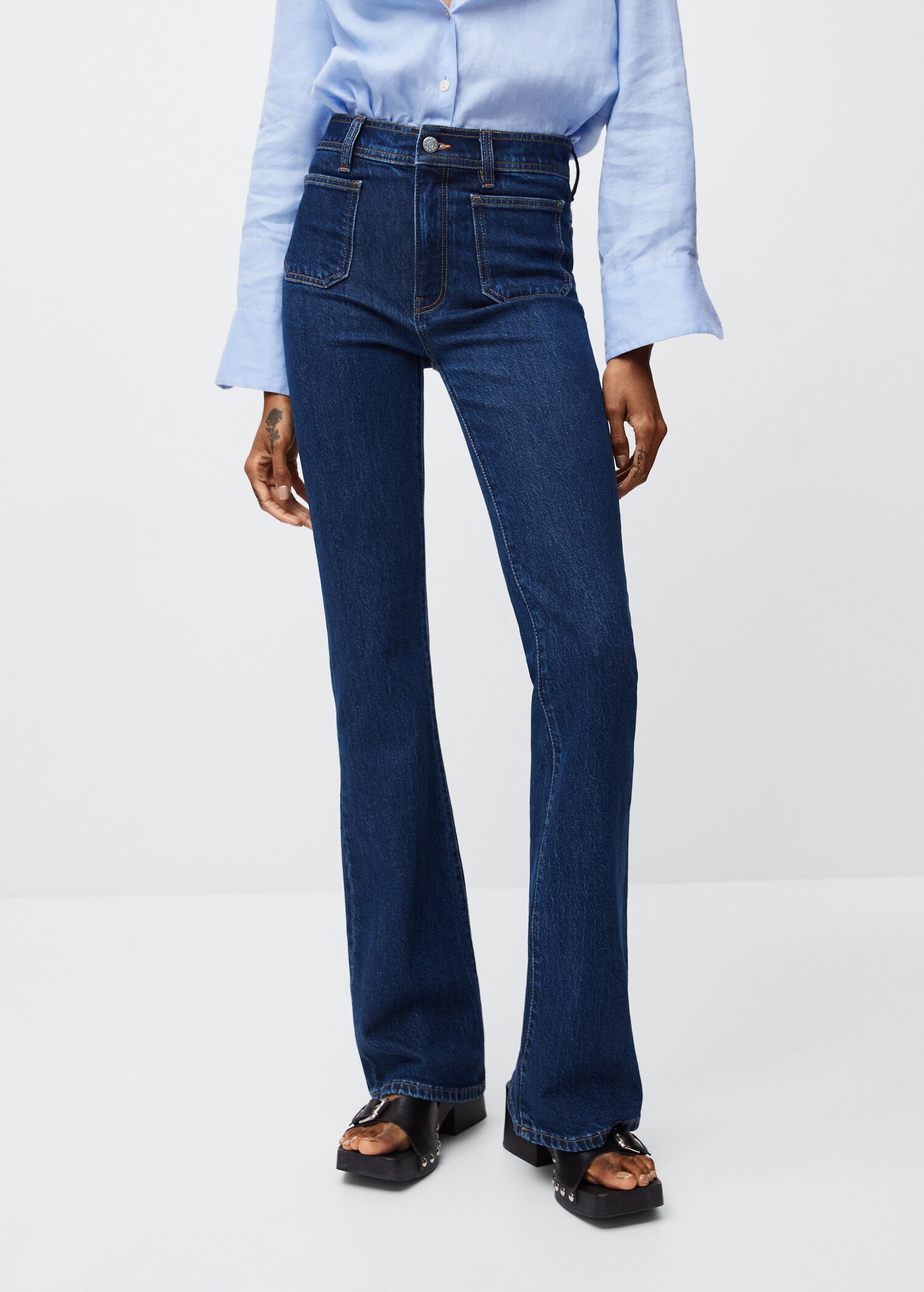 Flared jeans with pocket - Medium plane