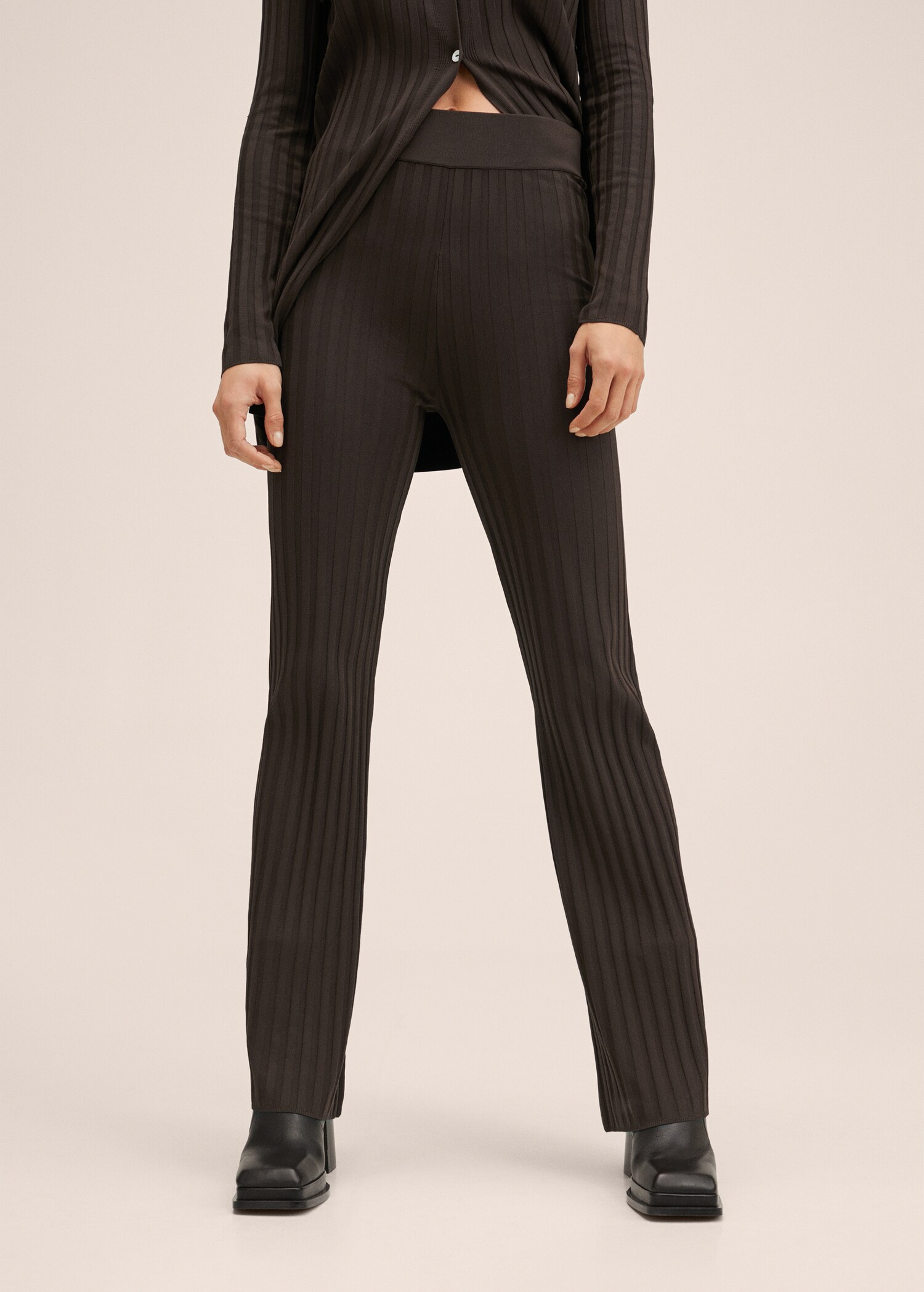 Ribbed flared trousers - Medium plane