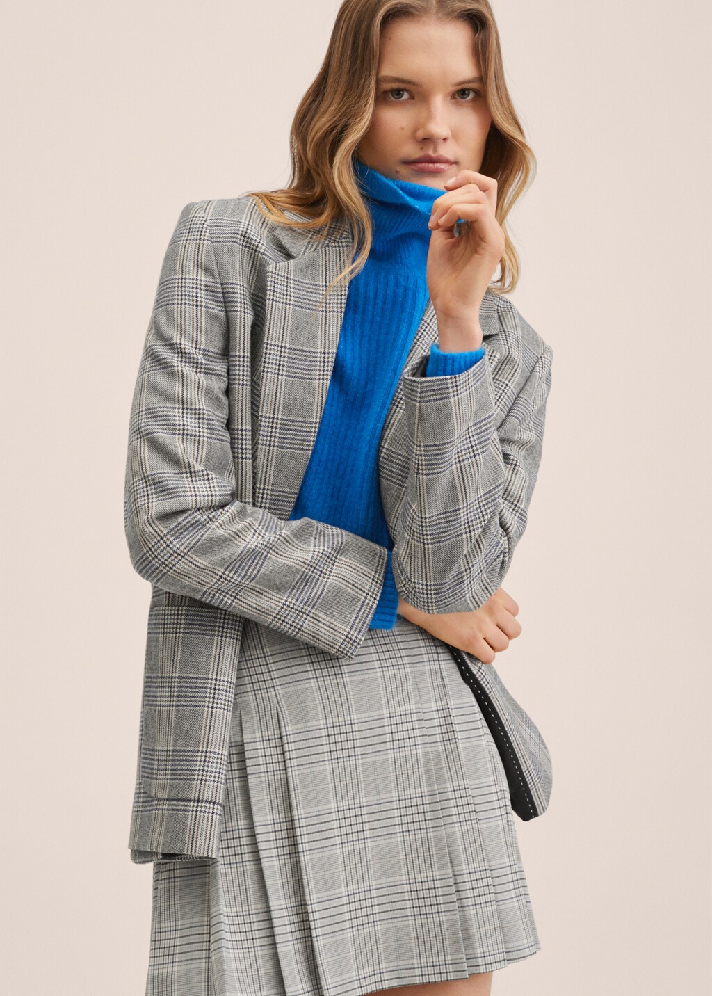 ANDMARY Coco check pleats skirt BEIGE ANDMARY Coco check pleats