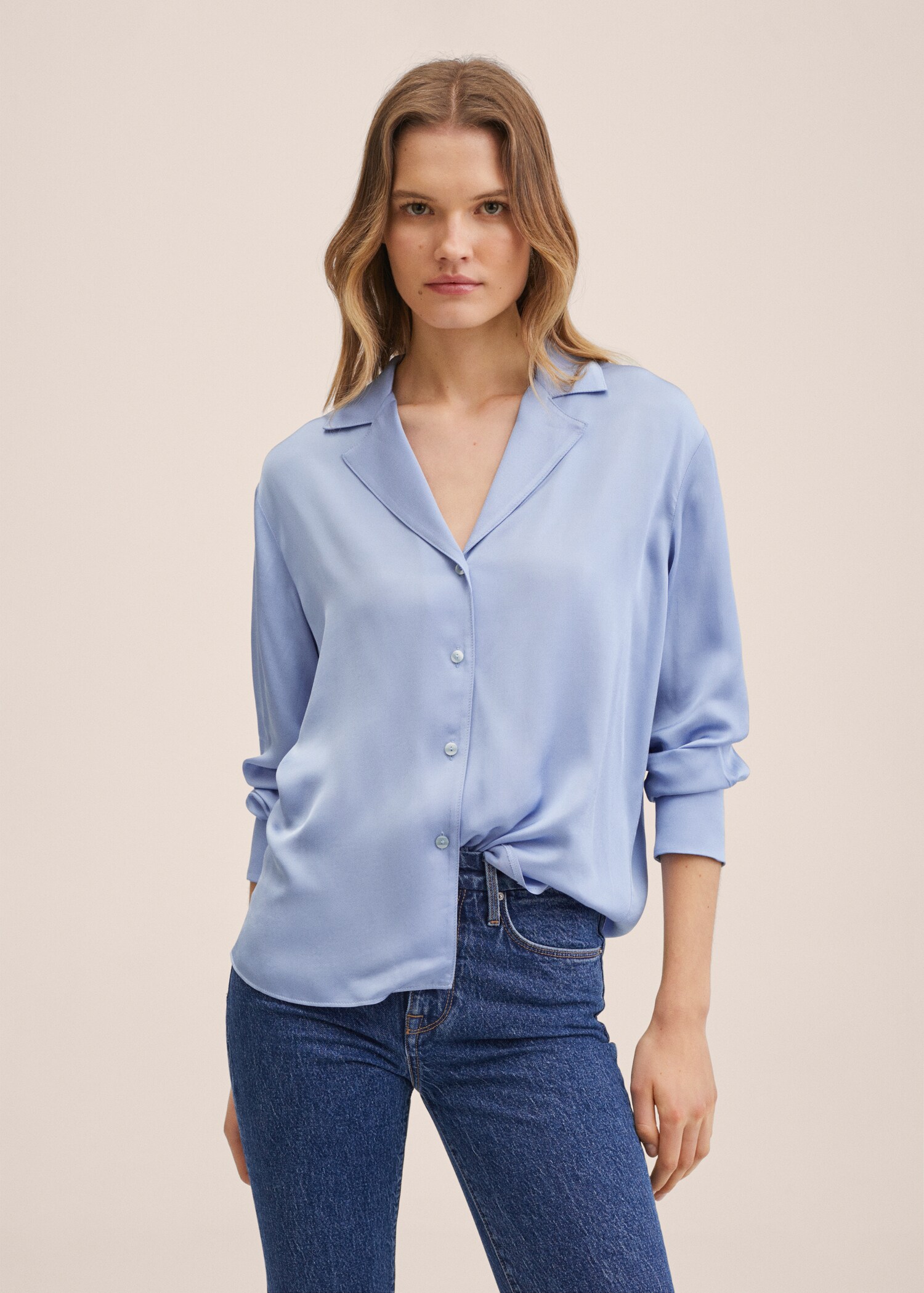 Buttons satin blouse - Medium plane