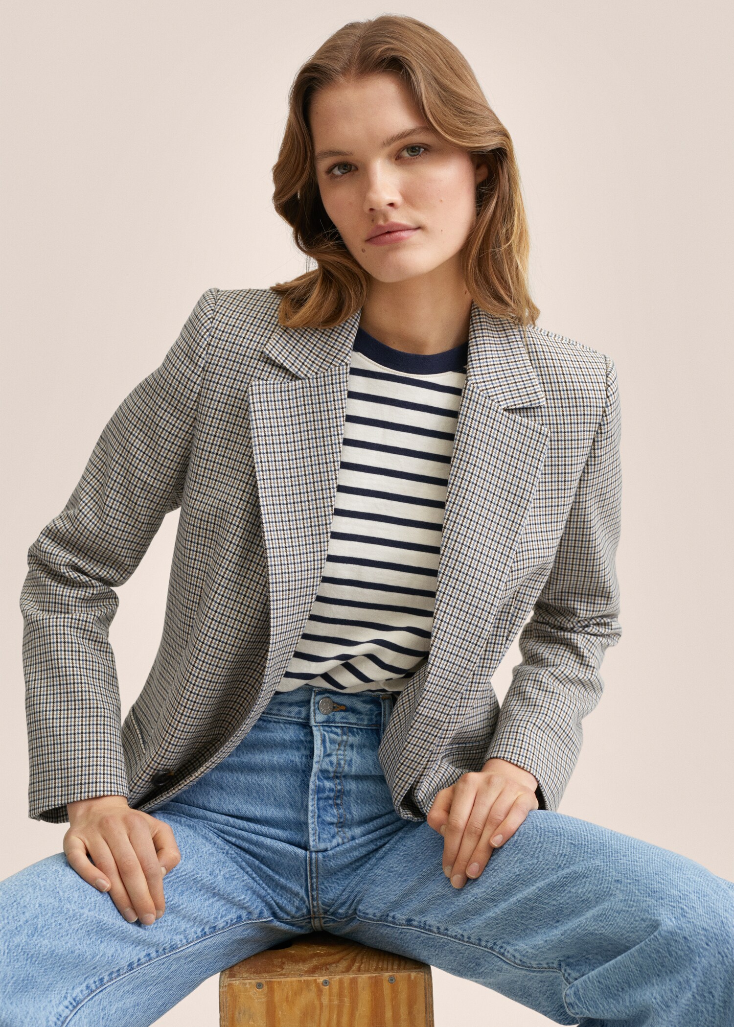 Double-breasted check blazer - Details of the article 2