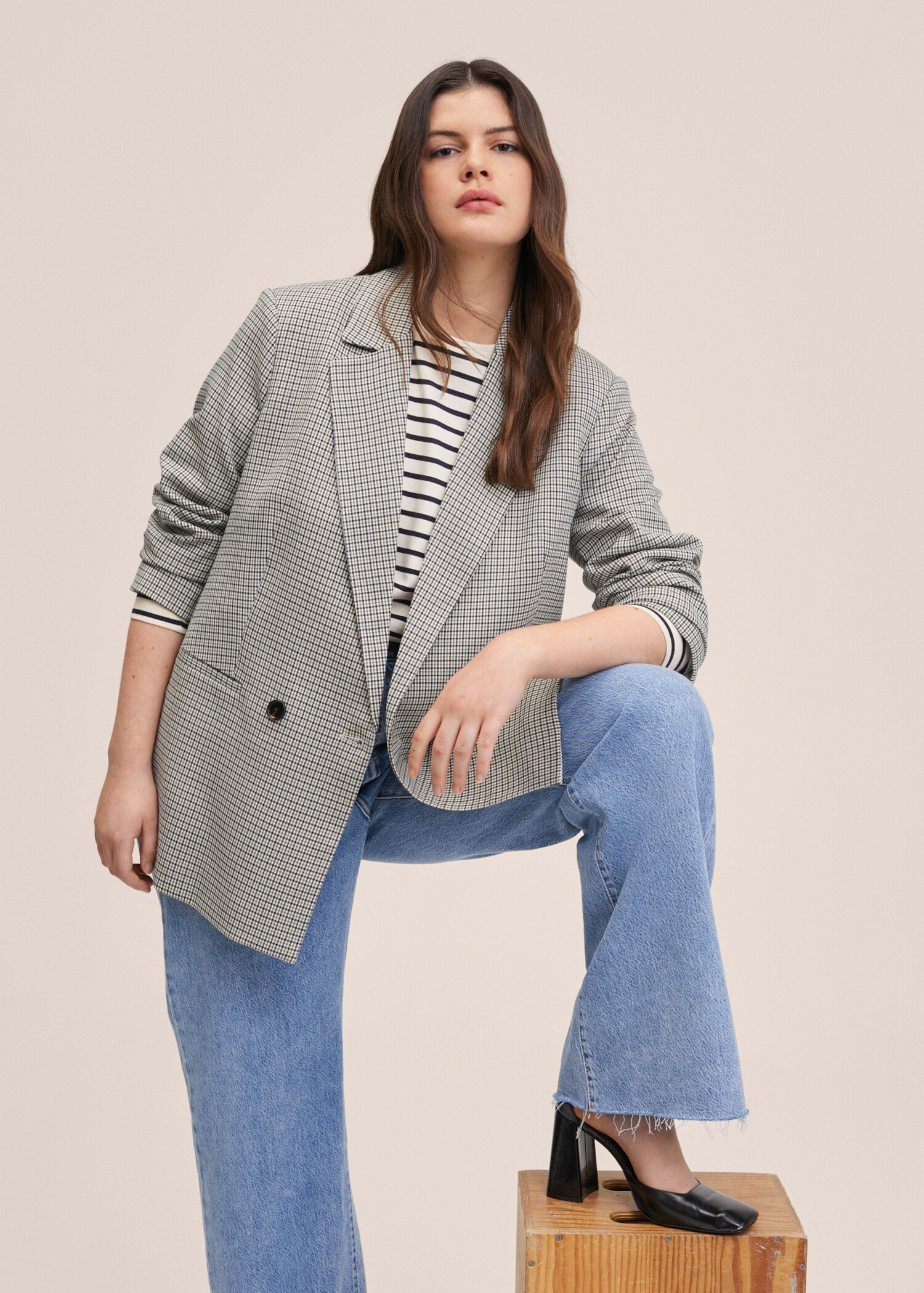 Double-breasted check blazer - Details of the article 3