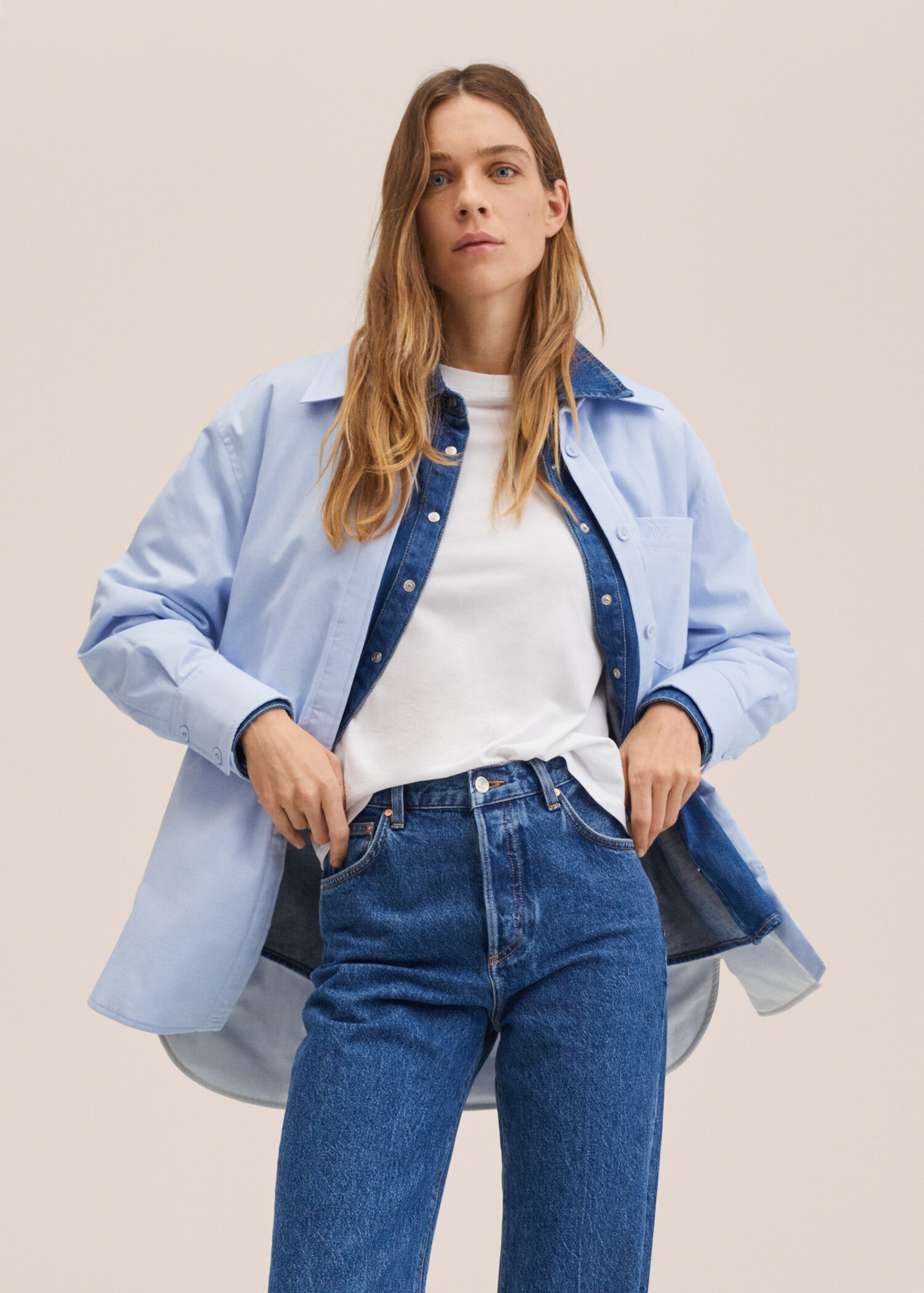 Oversized cotton overshirt - Medium plane