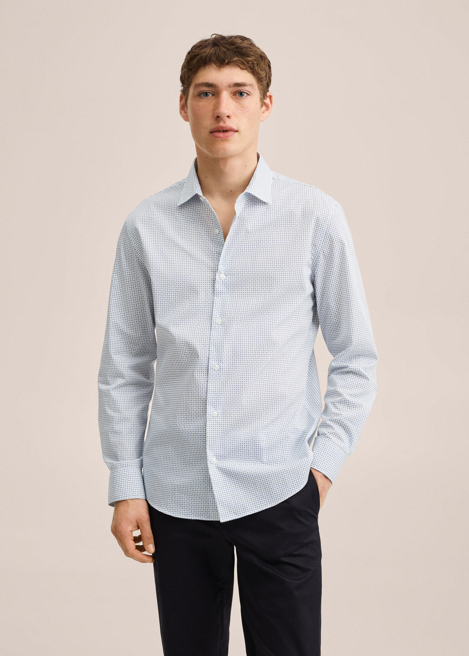 Slim-fit micro-print shirt - Medium plane