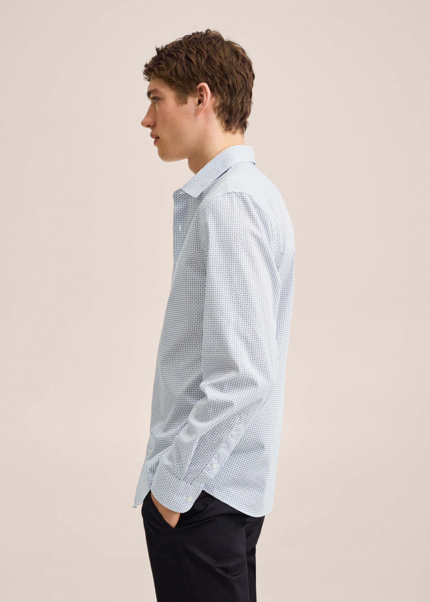 Slim-fit micro-print shirt - Details of the article 2