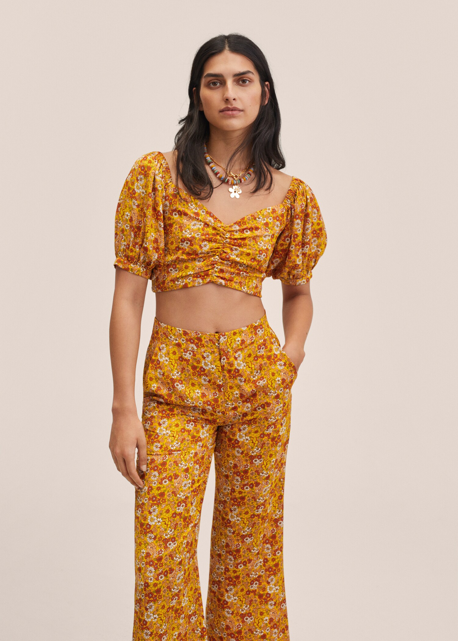 Wide leg printed trousers - Details of the article 1