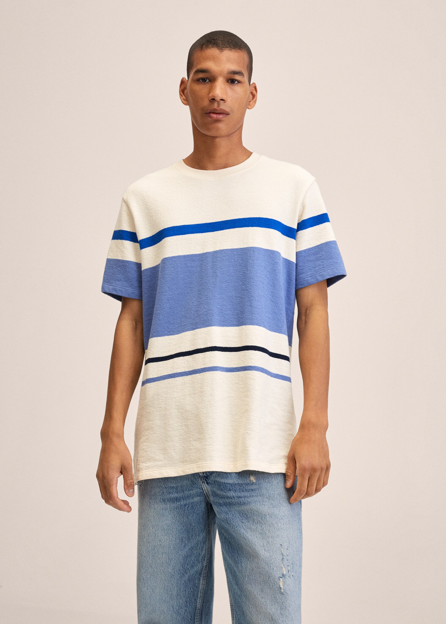 Striped cotton T-shirt - Medium plane