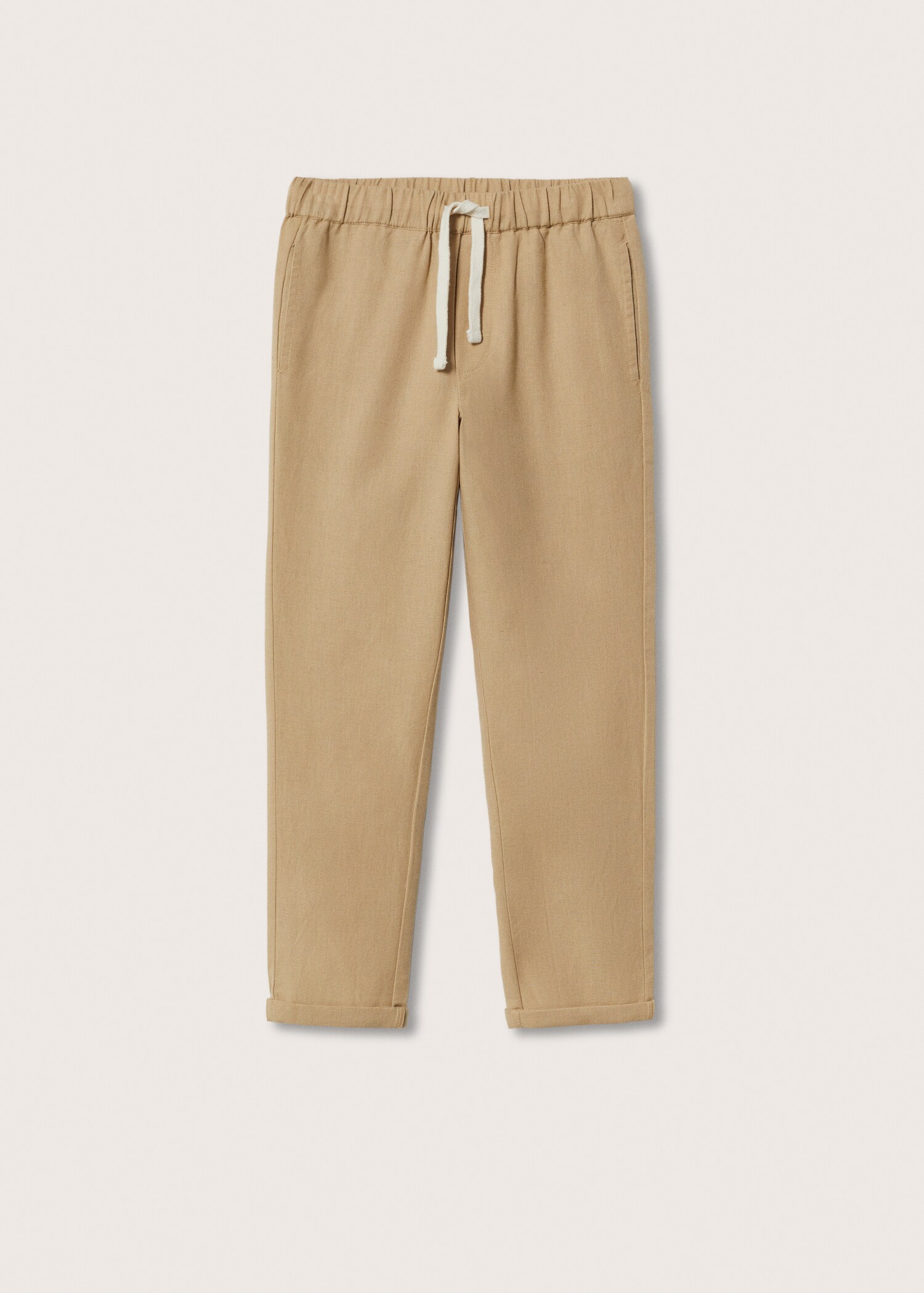 Linen-blend elastic waist trousers - Article without model