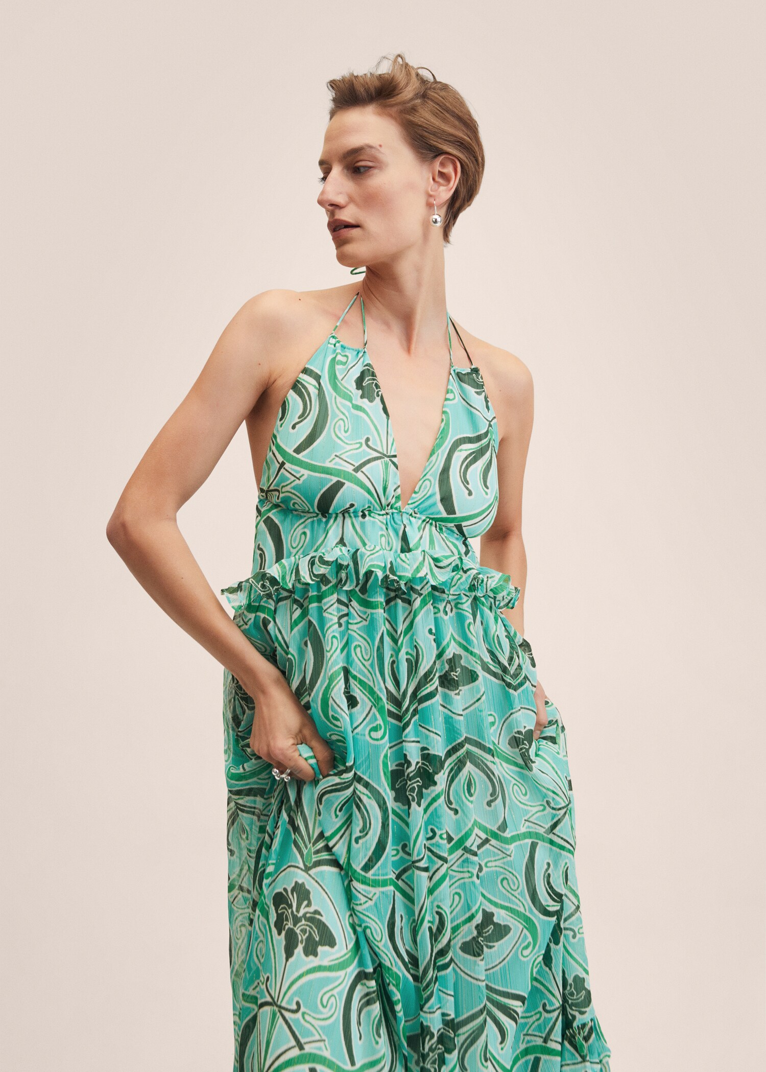 Open back printed dress - Medium plane
