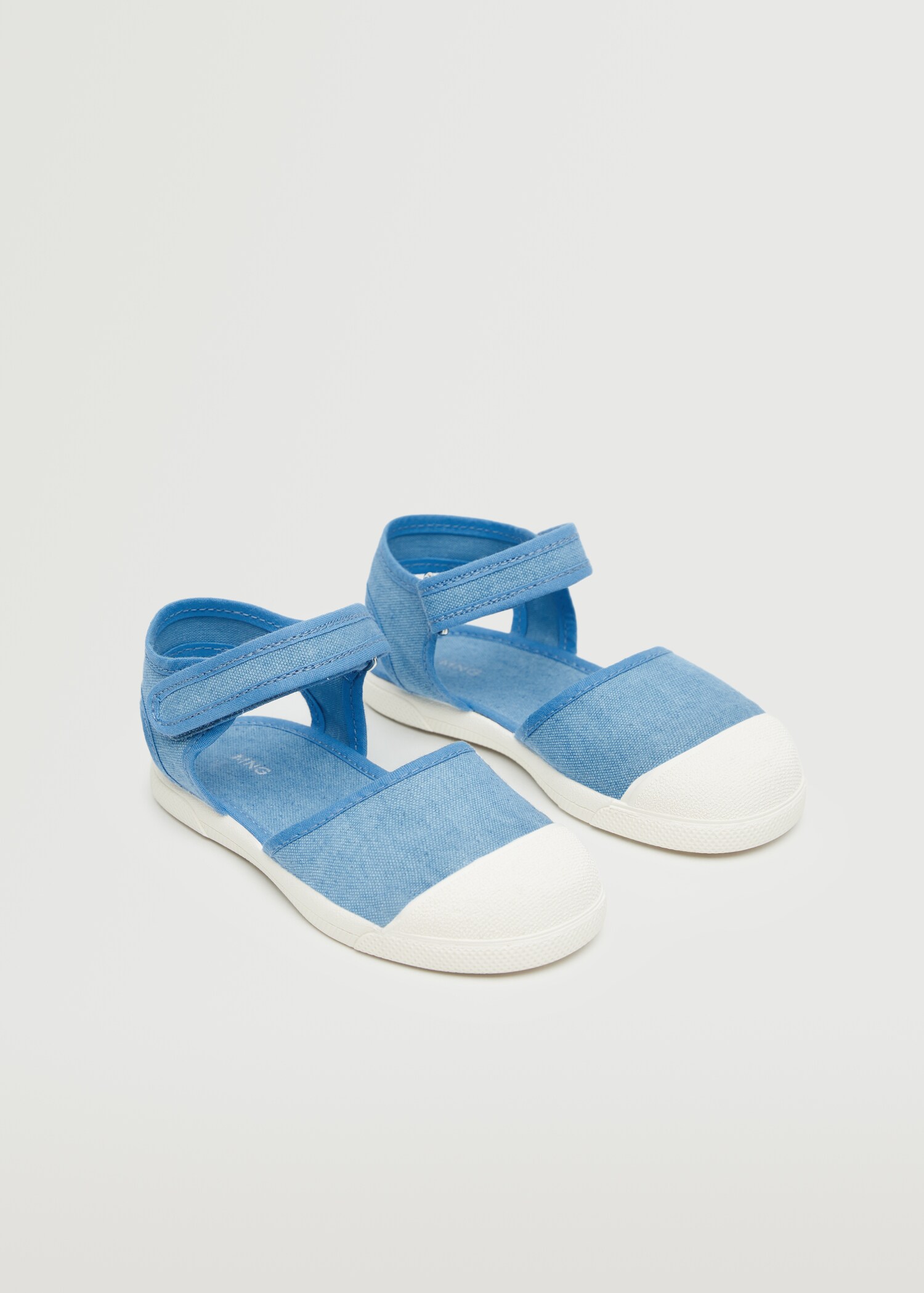Sandália de ganga com velcro - Plano médio
