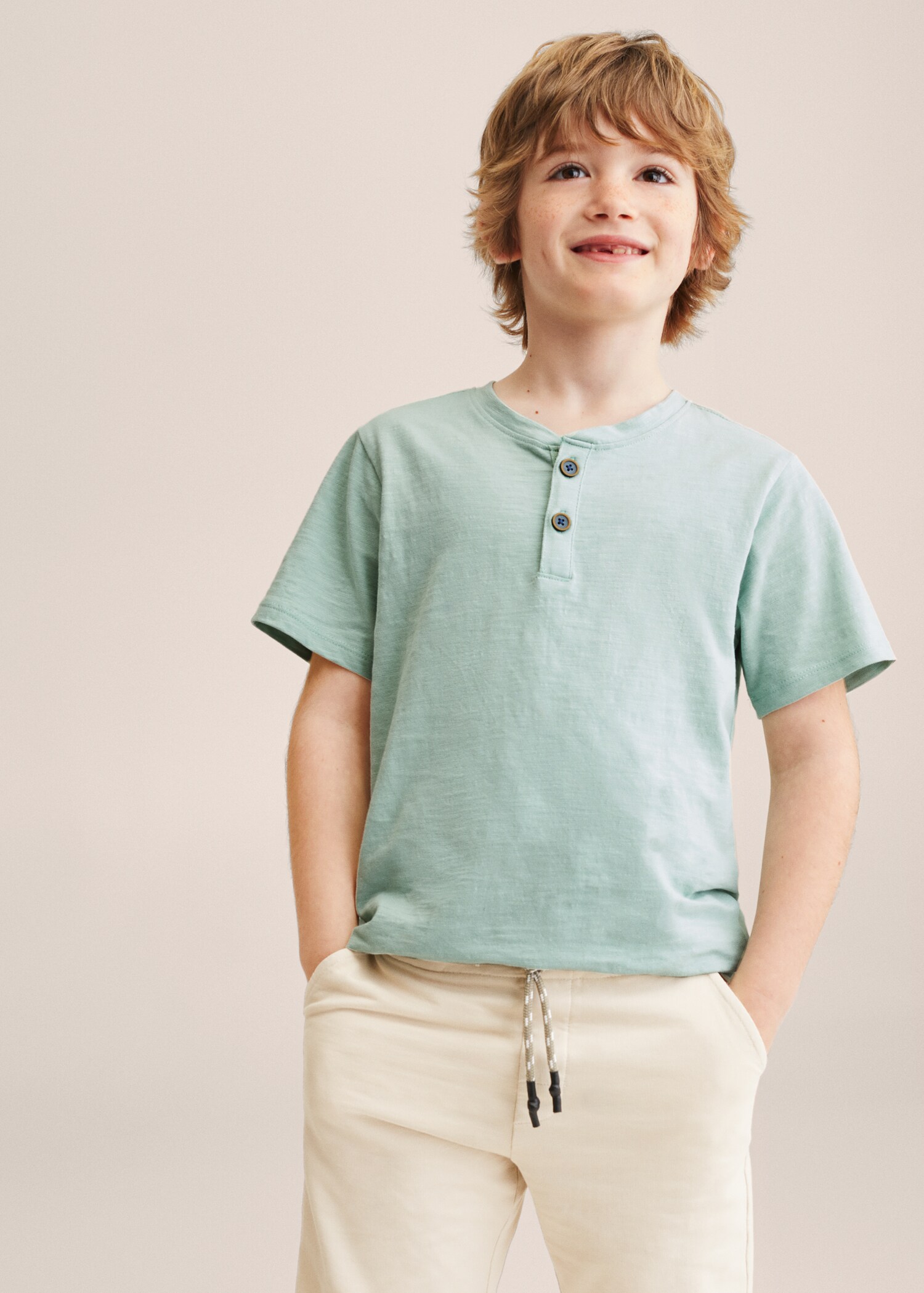 Camiseta algodón botones - Plano medio