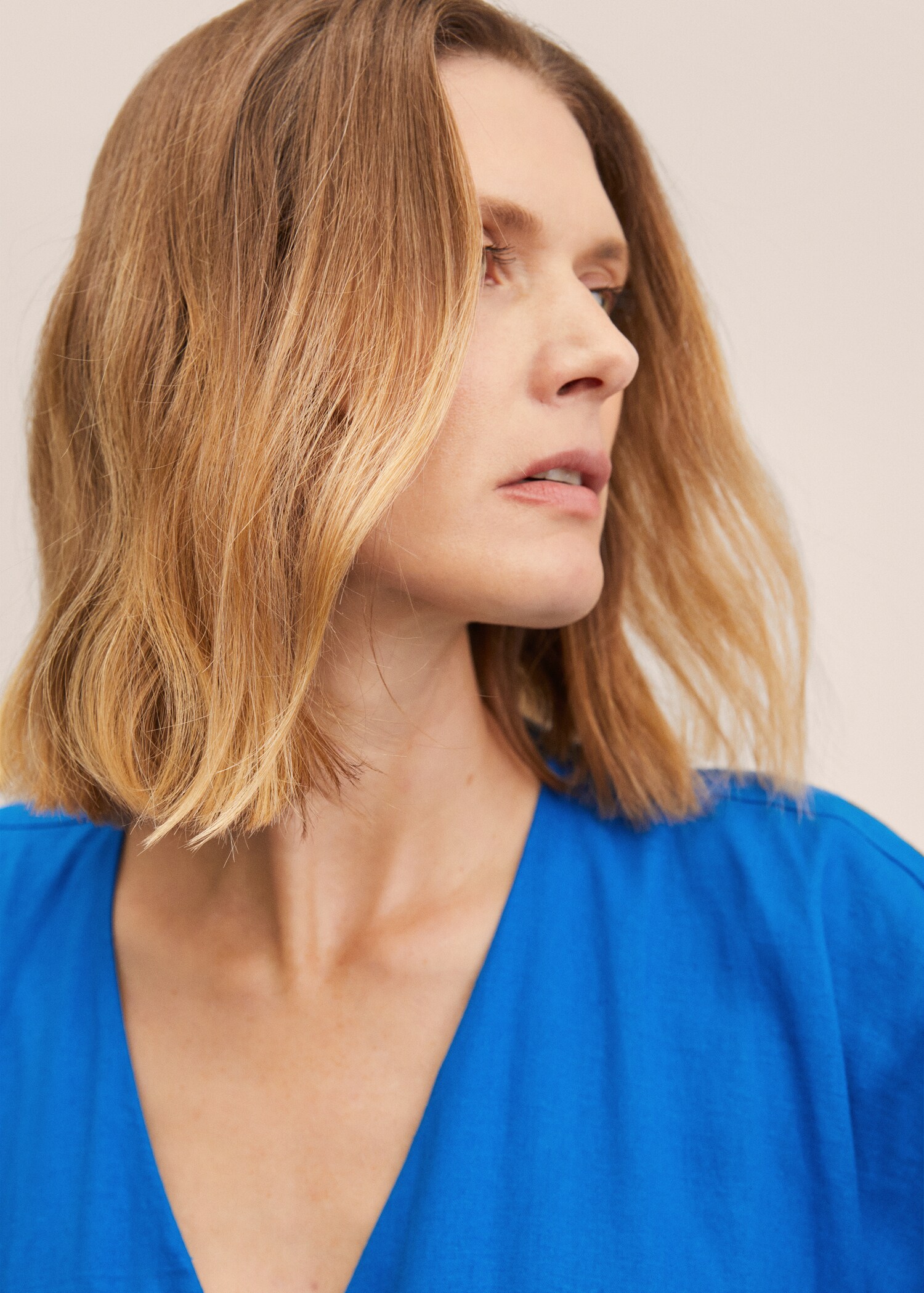 Buttoned linen-blend dress - Details of the article 1