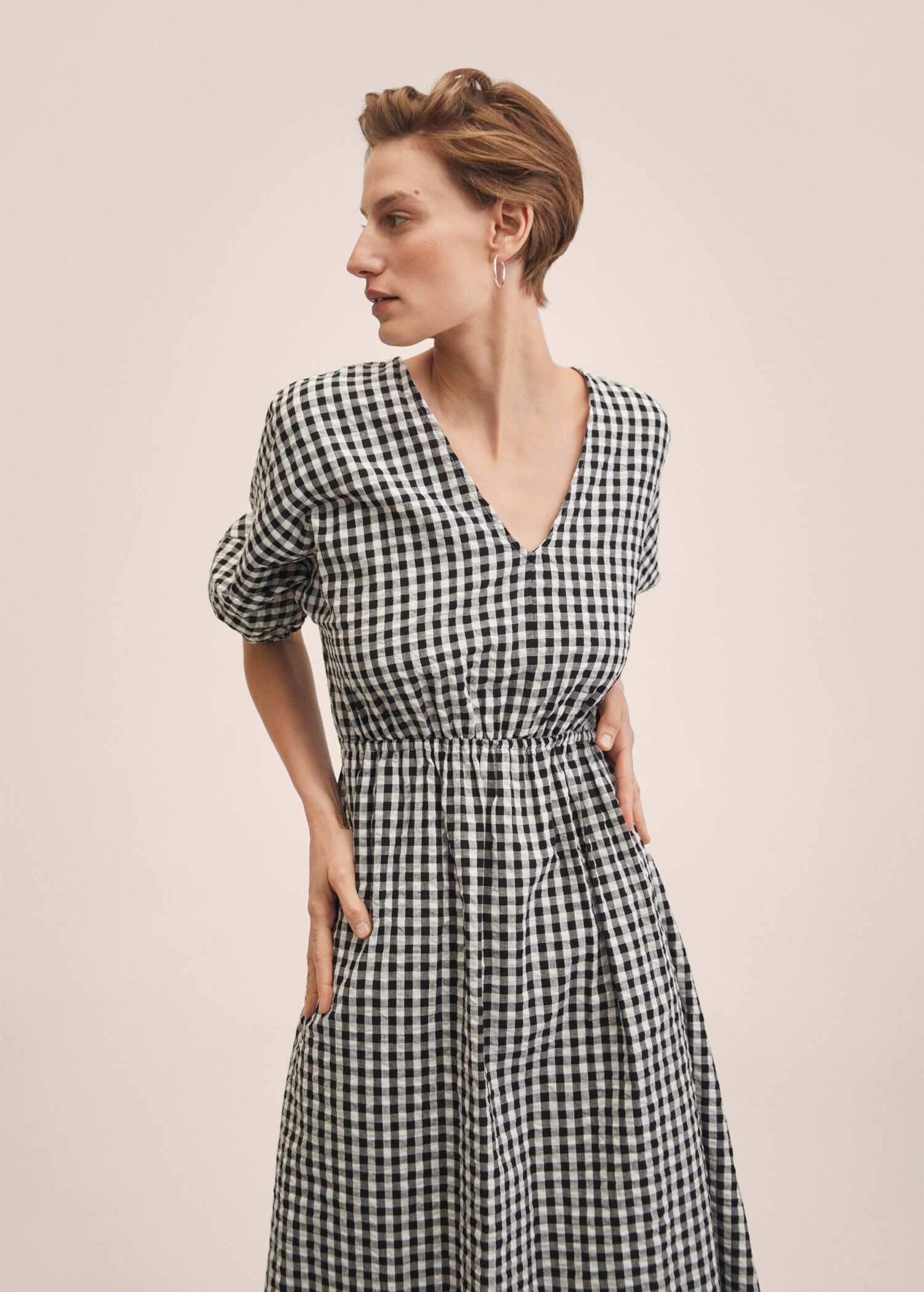 Vestido algodón cuadro vichy - Plano medio
