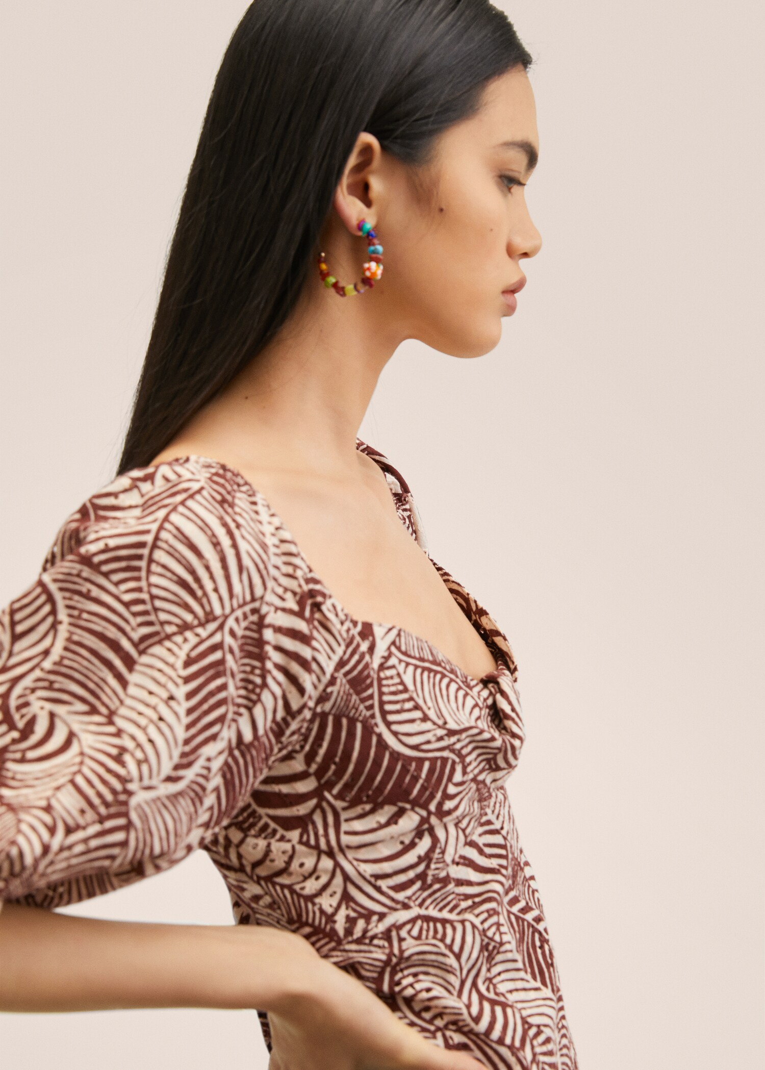 Printed dress with balloon sleeves  - Details of the article 1