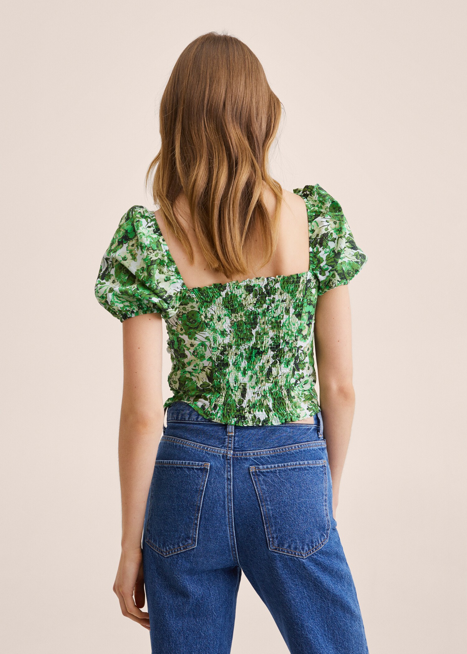 Blusa estampada fruncido - Reverso del artículo