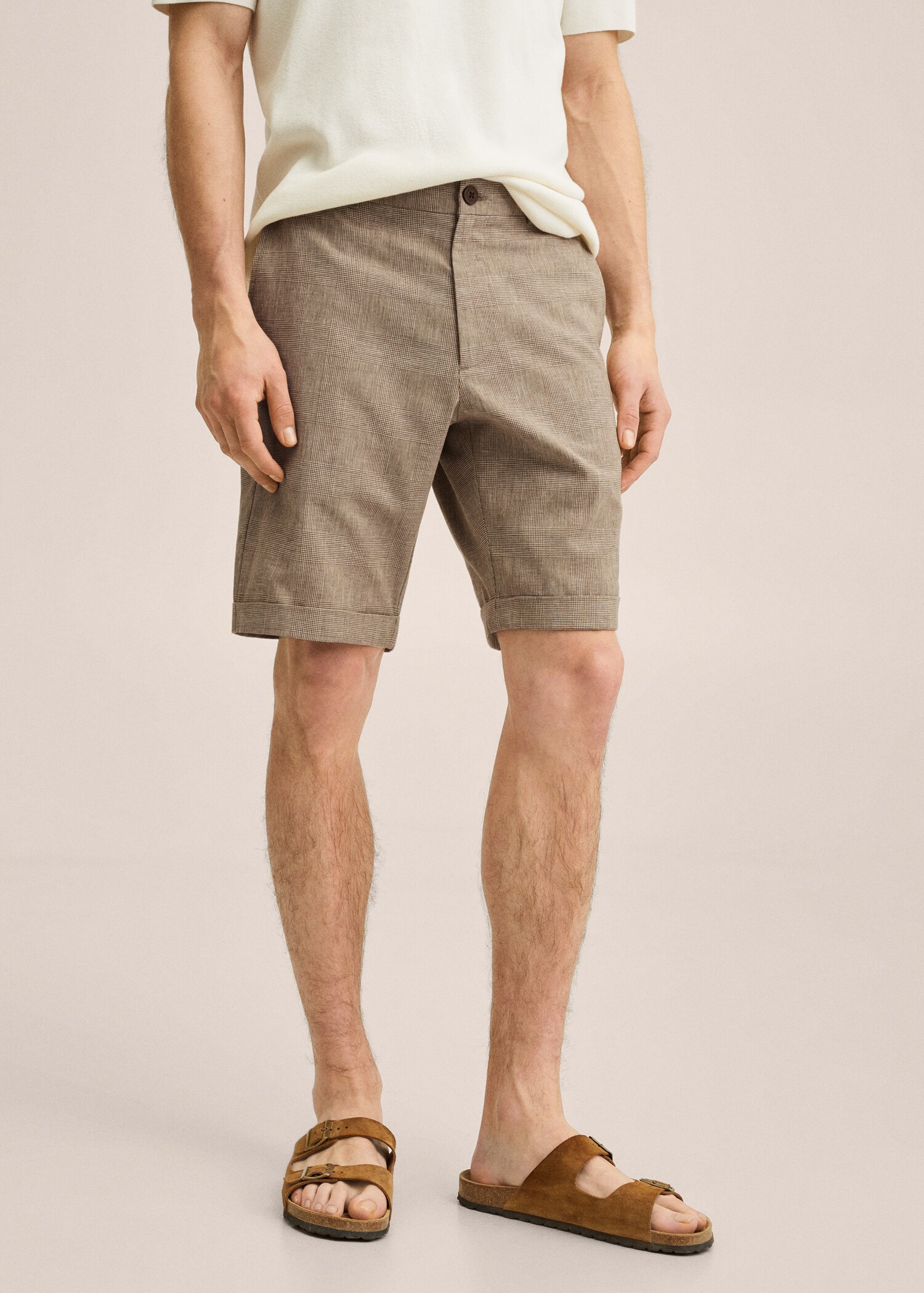 Checked linen Bermuda shorts - Medium plane