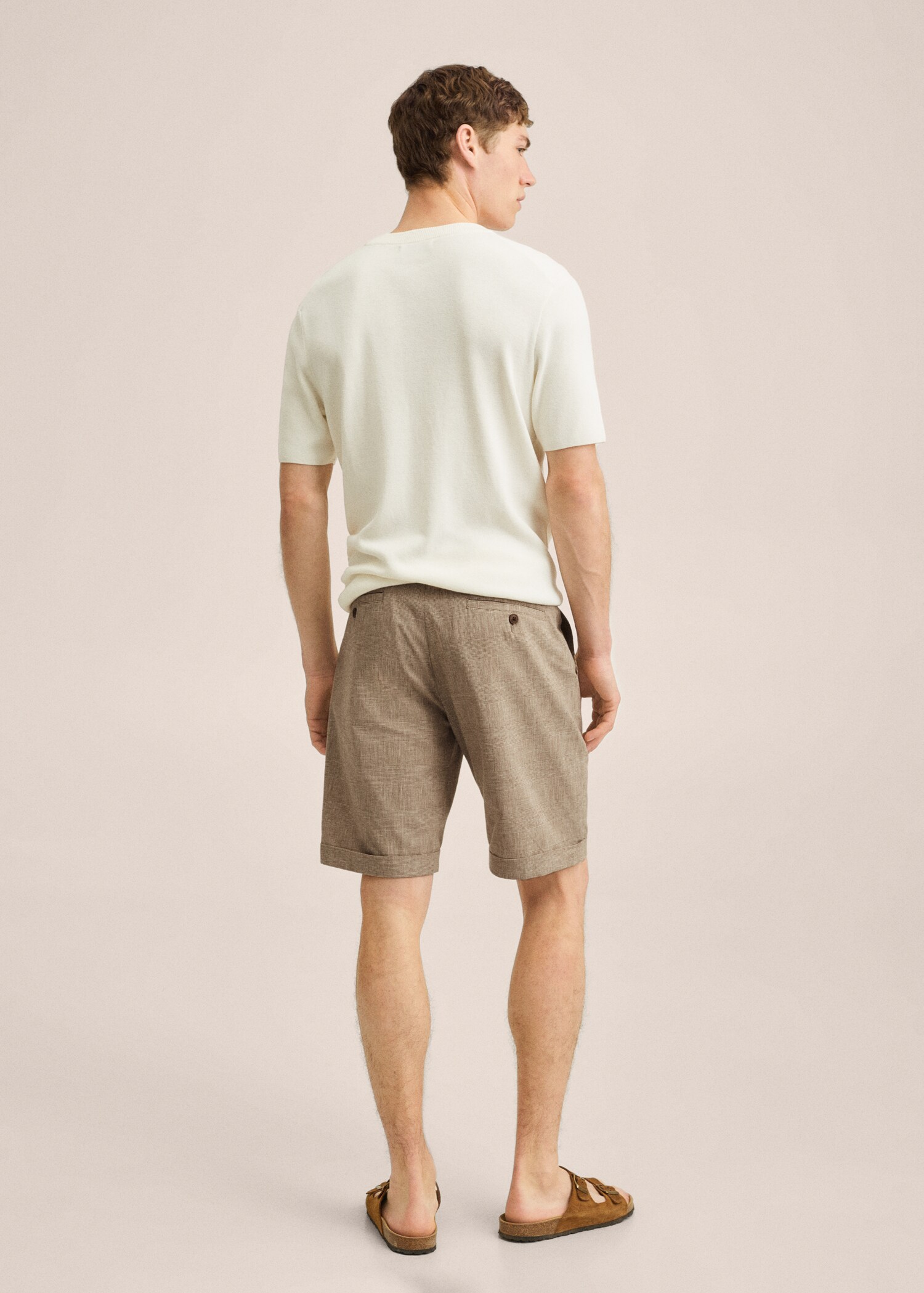 Checked linen Bermuda shorts - Reverse of the article