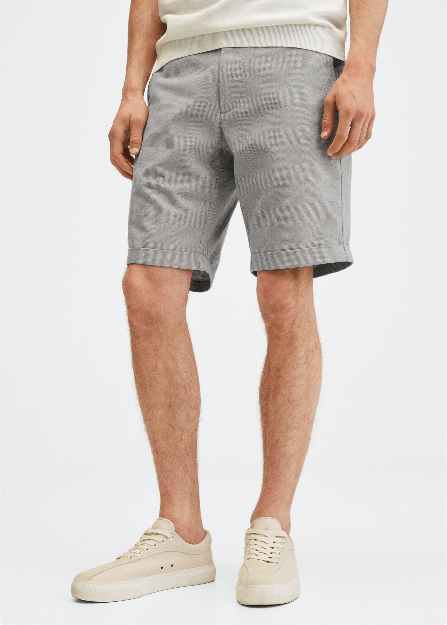 Checked linen Bermuda shorts - Medium plane
