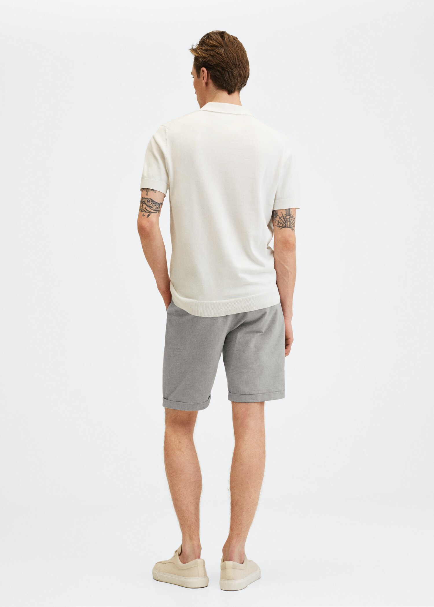 Checked linen Bermuda shorts - Reverse of the article