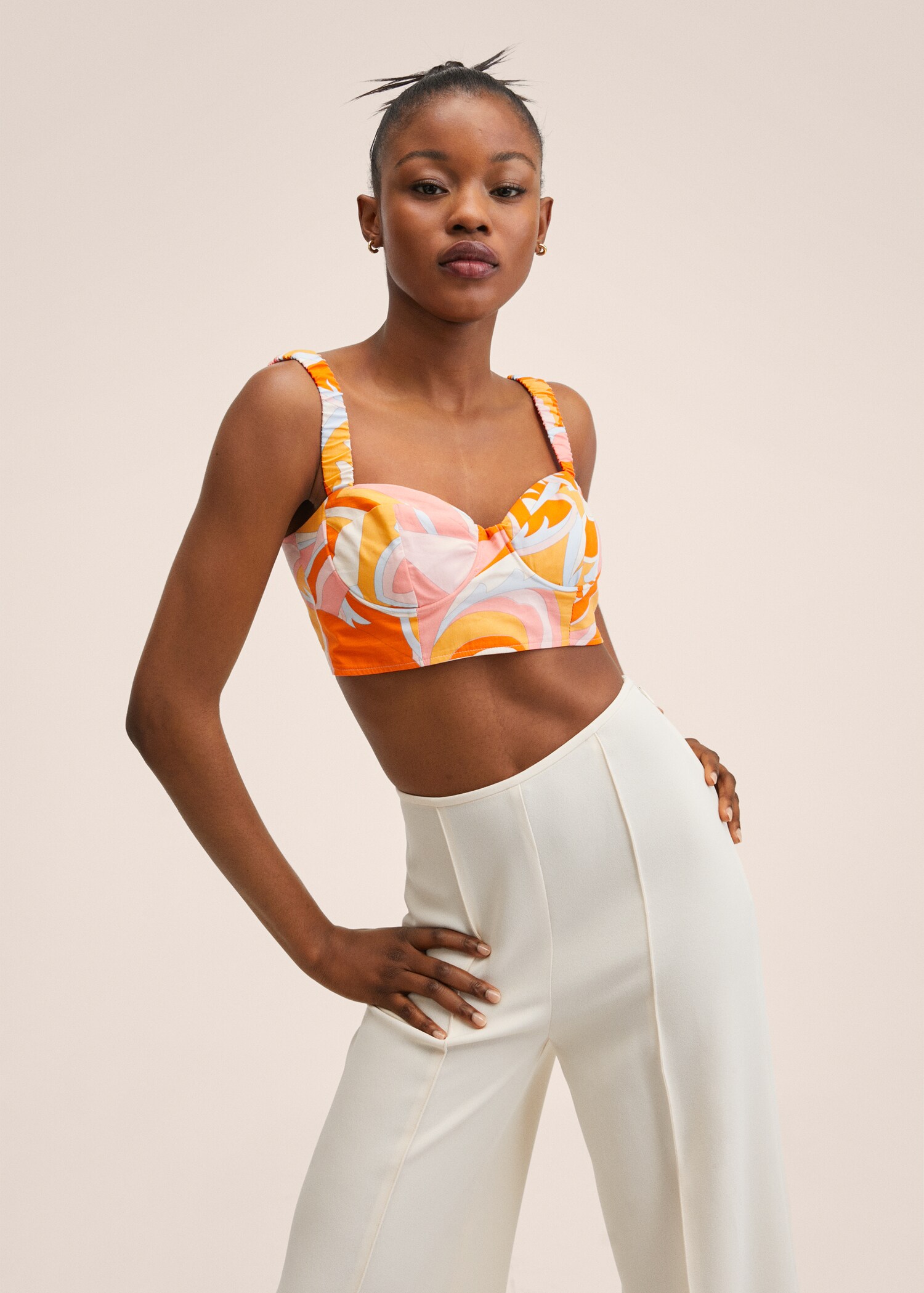 Gemustertes Crop-Top  - Mittlere Ansicht