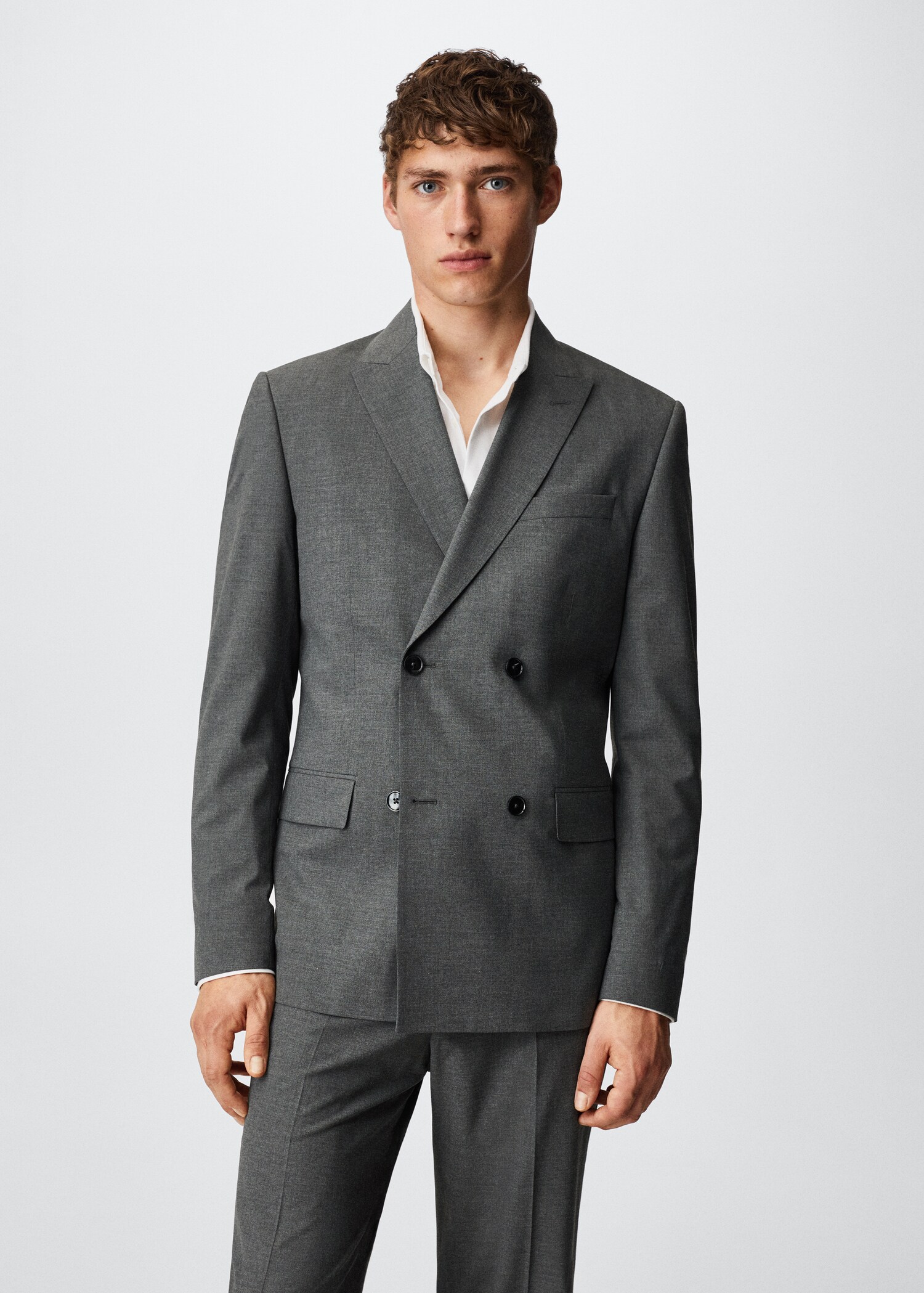 Americana vestir slim fit creuada - Pla mig