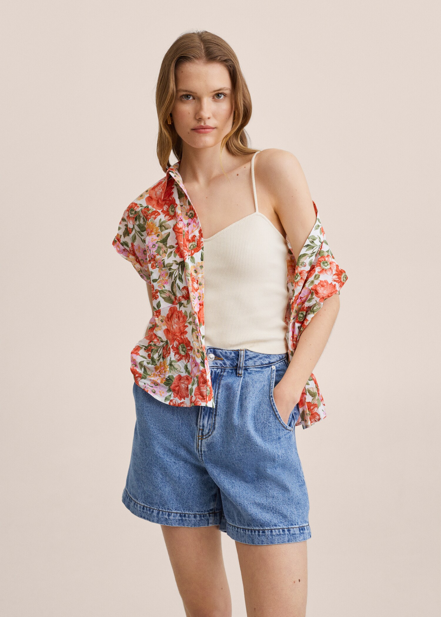 Ribbed cotton-blend top - Medium plane
