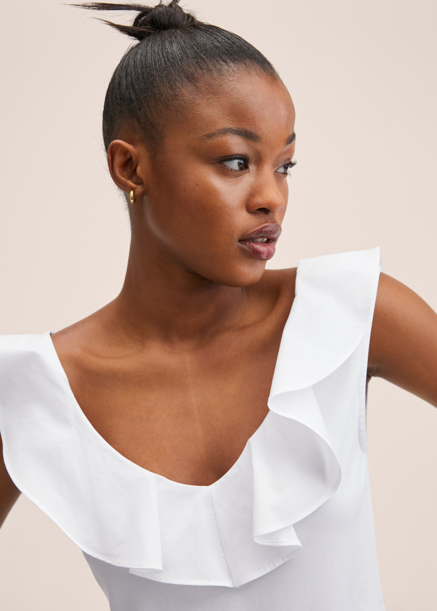 Ruffle cotton T-shirt - Details of the article 1