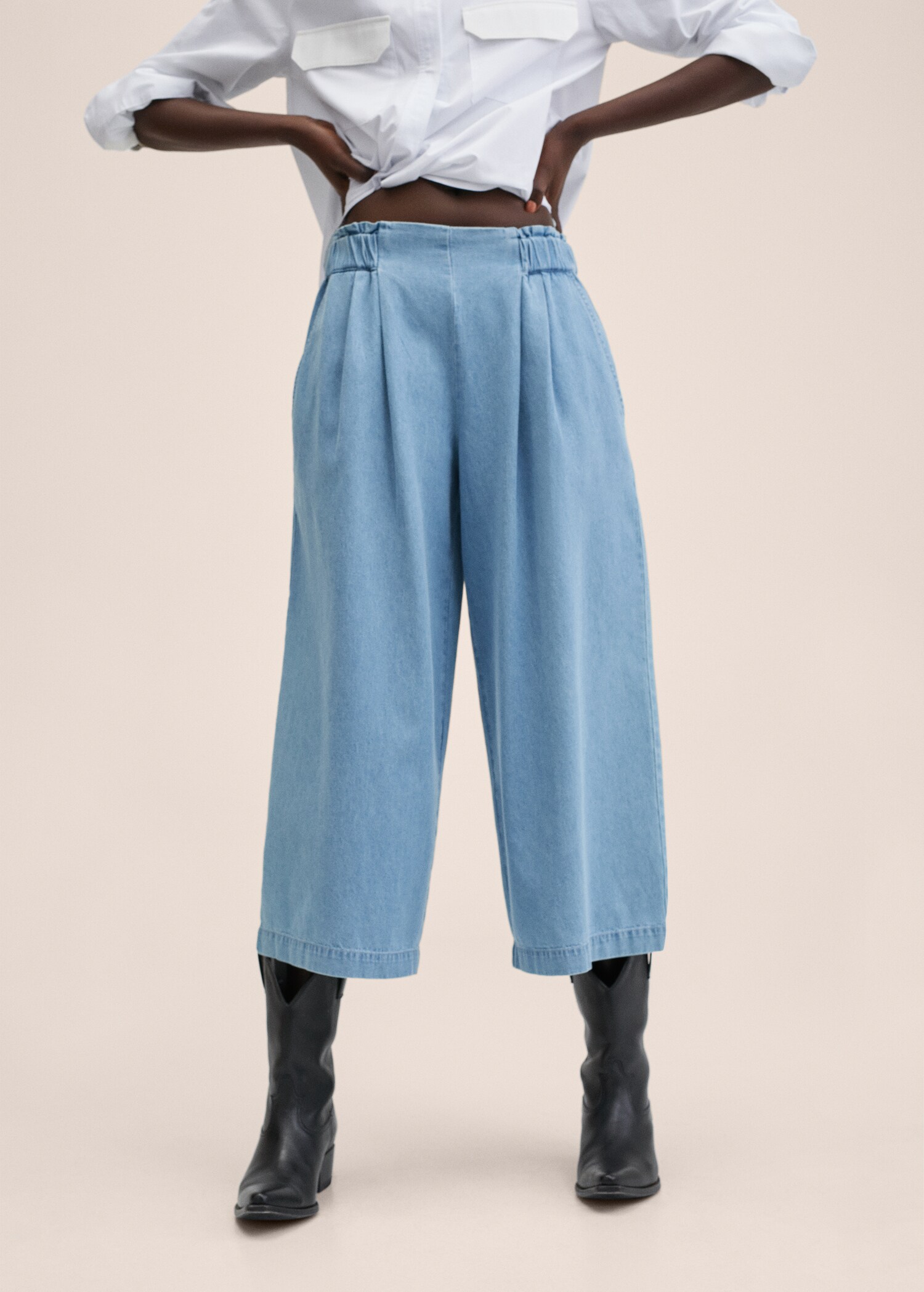 100% cotton culotte trousers  - Medium plane