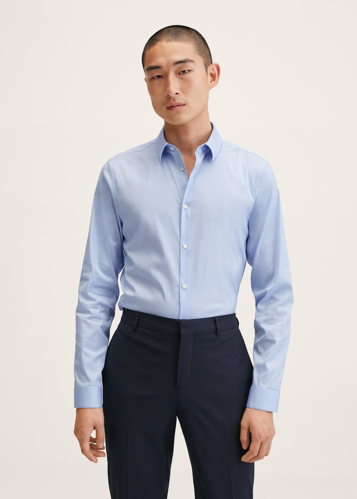 Super slim fit cotton stretch suit shirt - Medium plane