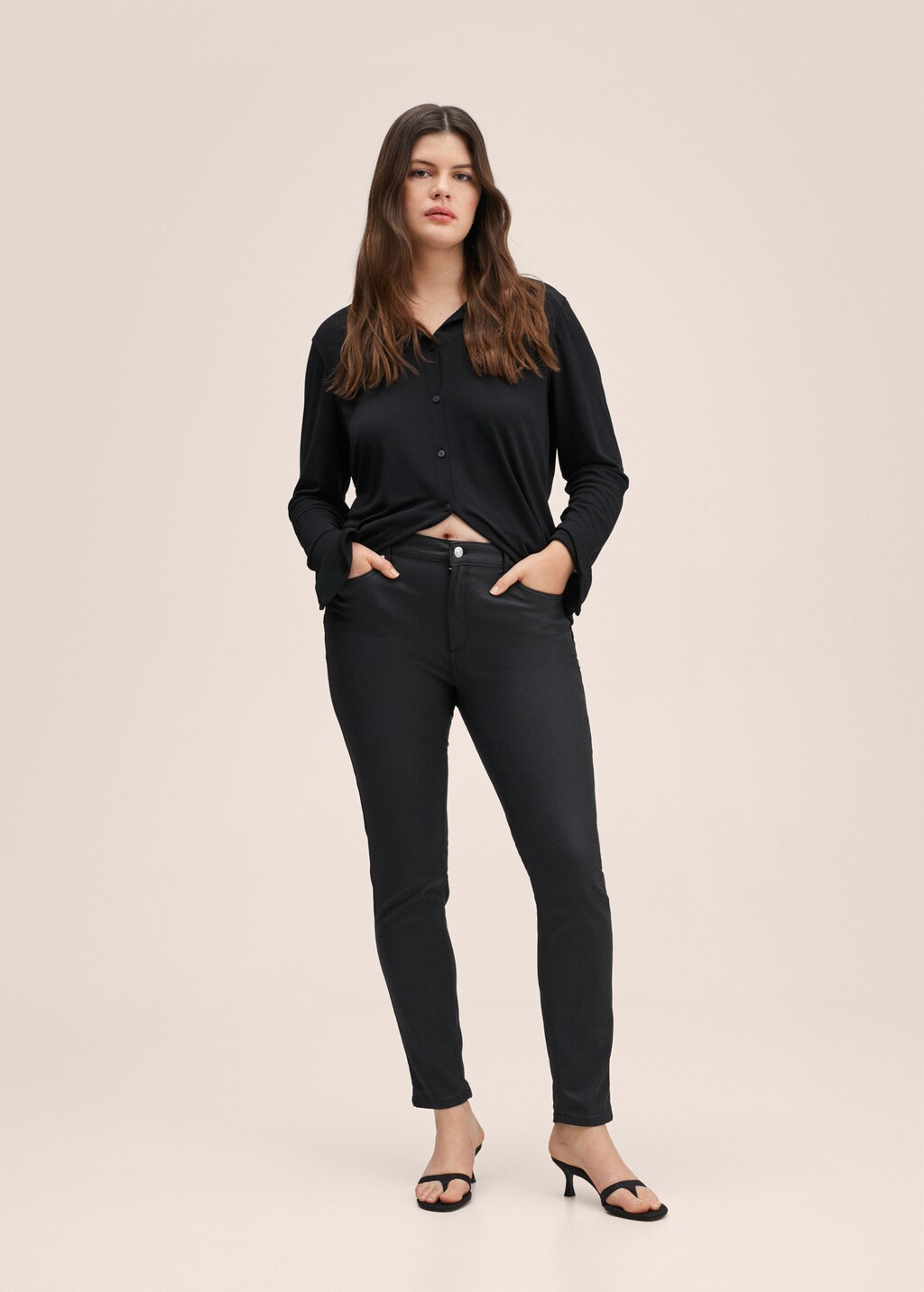 Jean skinny push up enduit