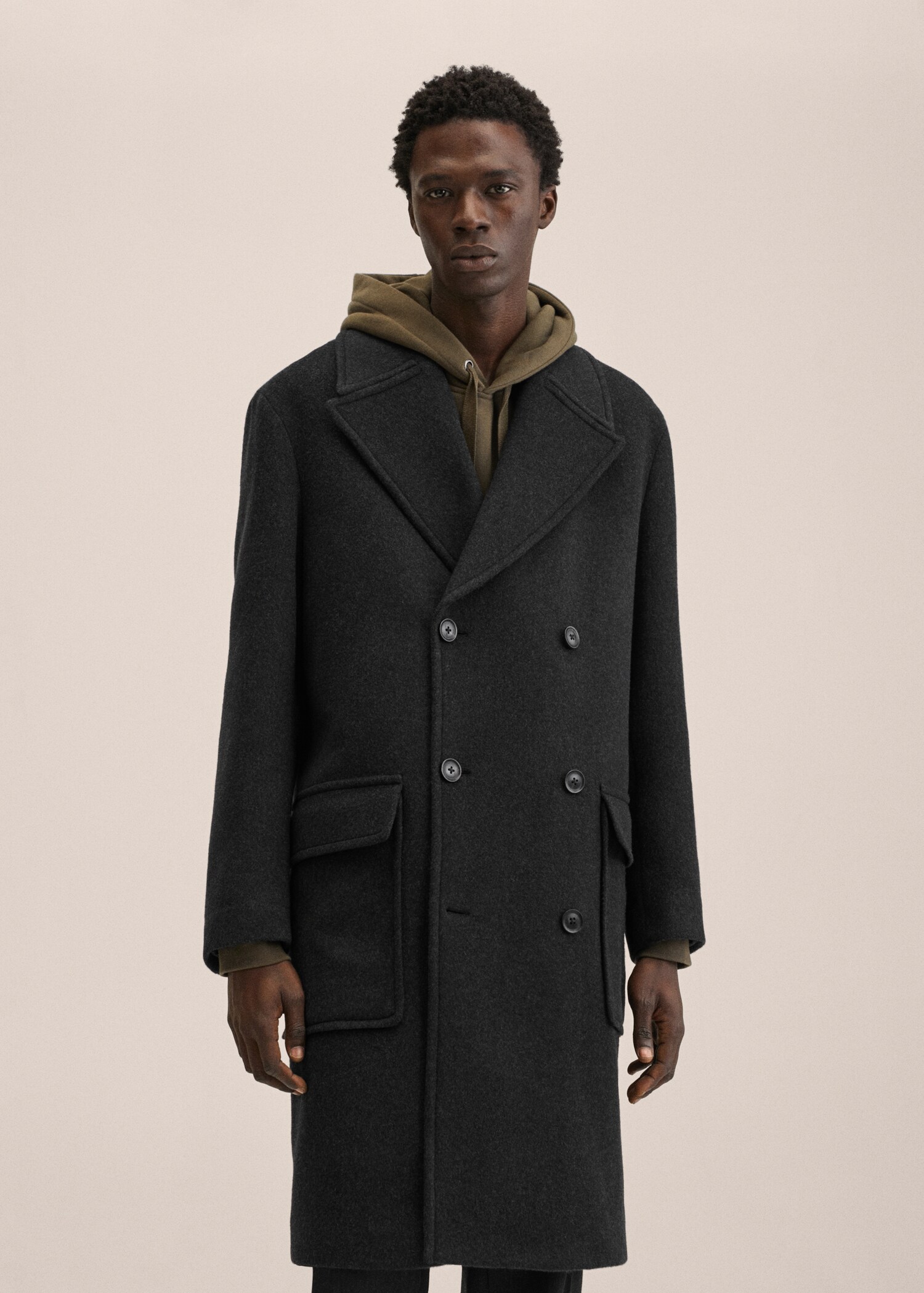 Recycled wool oversize coat - Medium plane