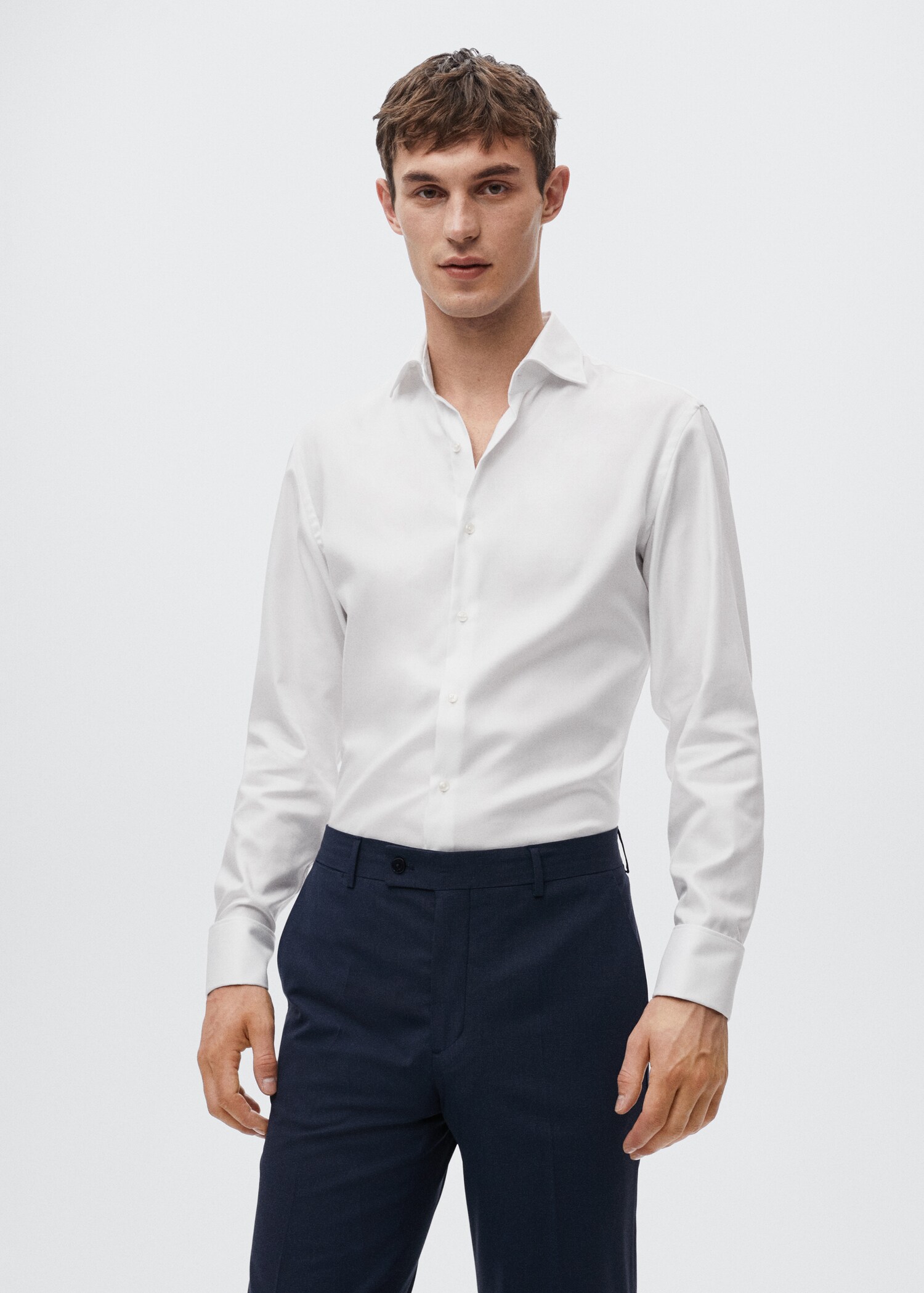 Camisa traje slim fit algodón - Plano medio