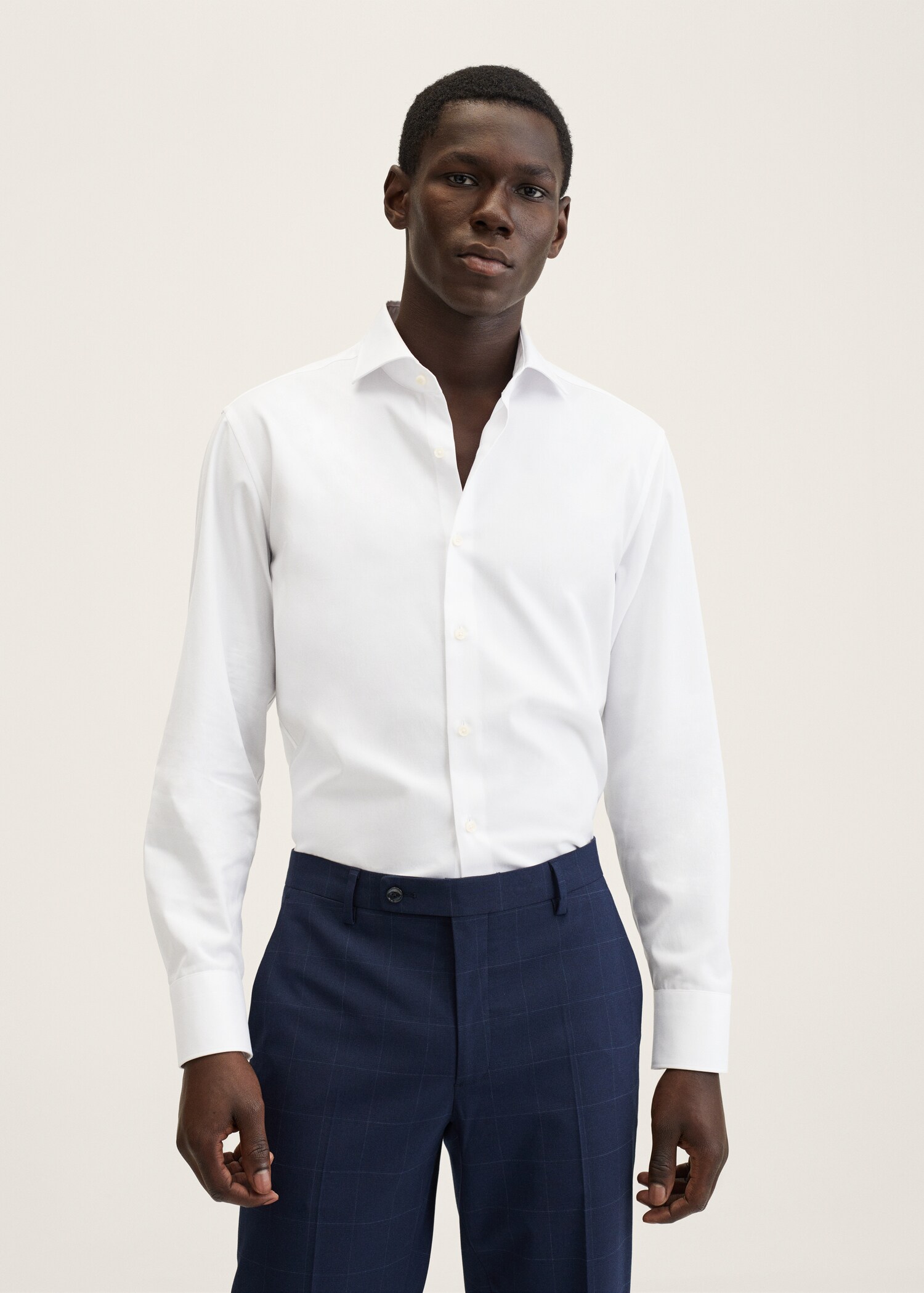 Camisa traje slim fit algodón - Plano medio