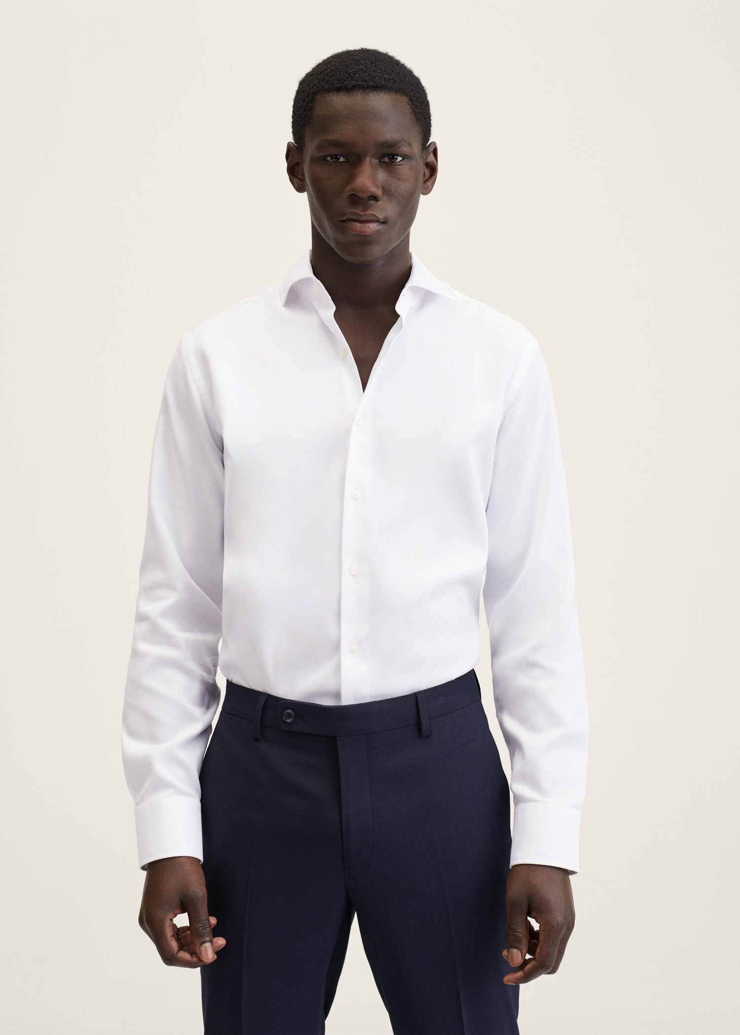 Camisa vestit slim fit cotó - Pla mig