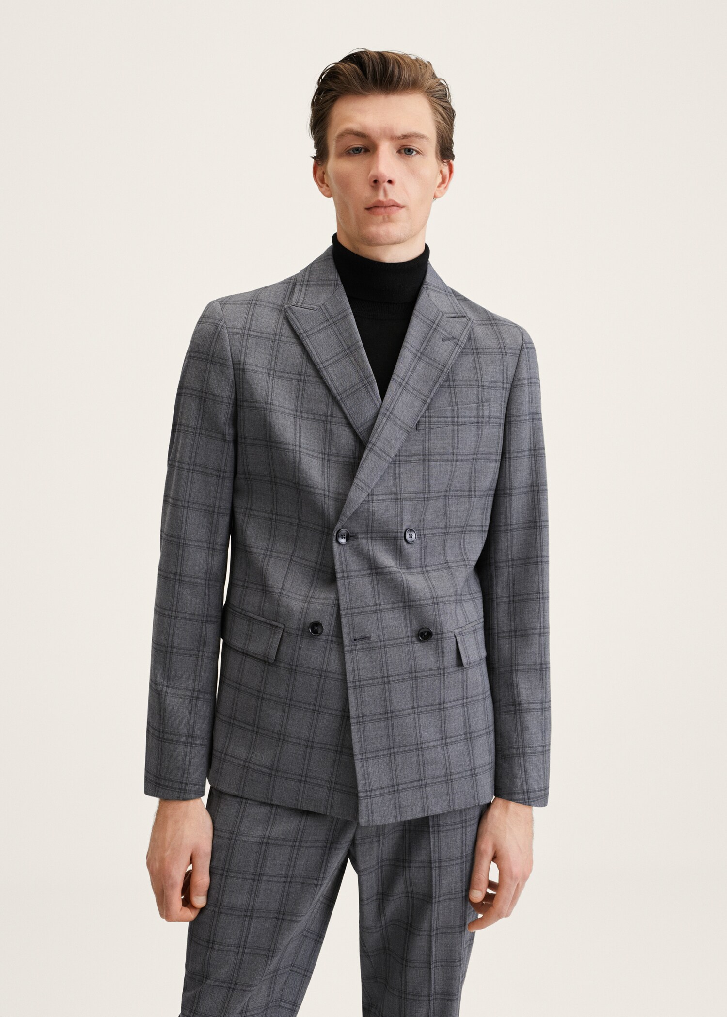 Americana traje slim fit cruzada cuadros - Plano medio