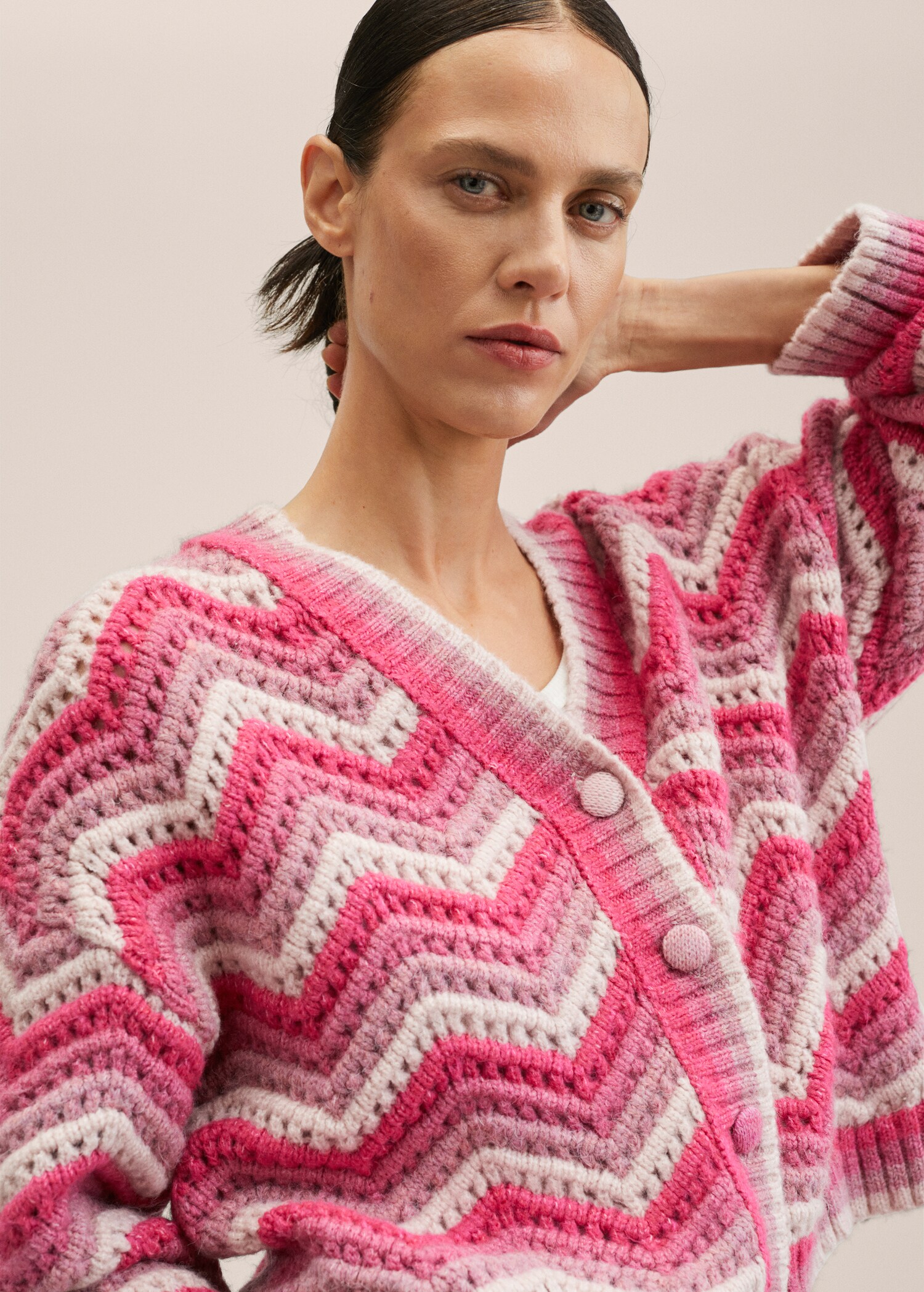 Cardigan de malha multicolor - Pormenor do artigo 1