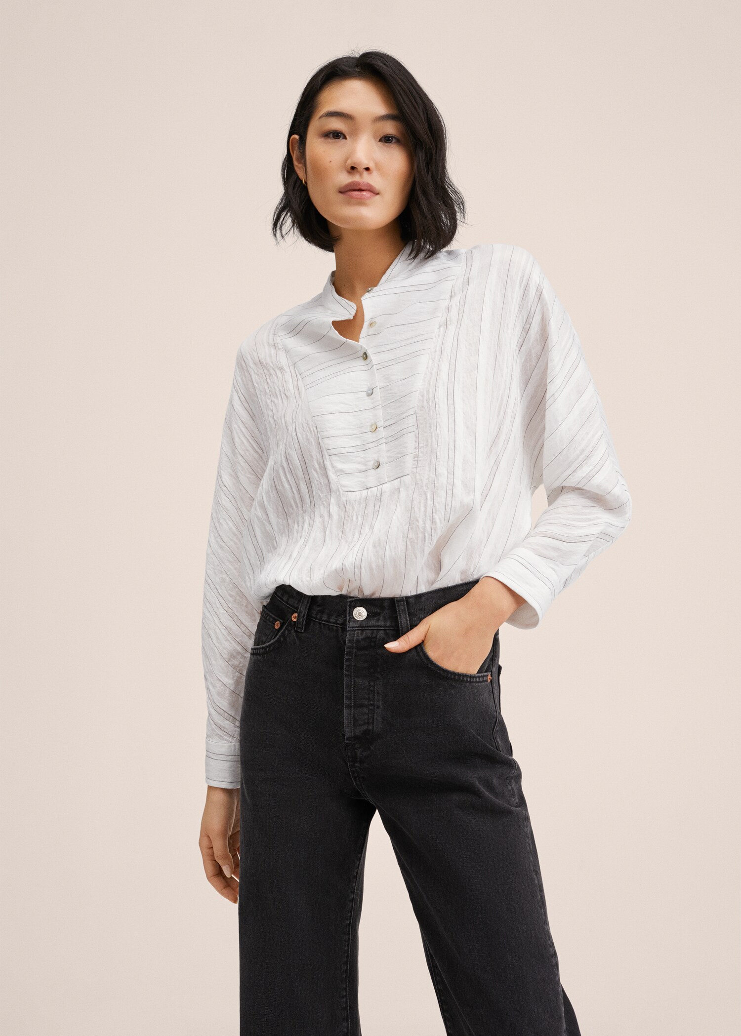 Pruhovaná halenka oversize - Náhled ve středové rovině