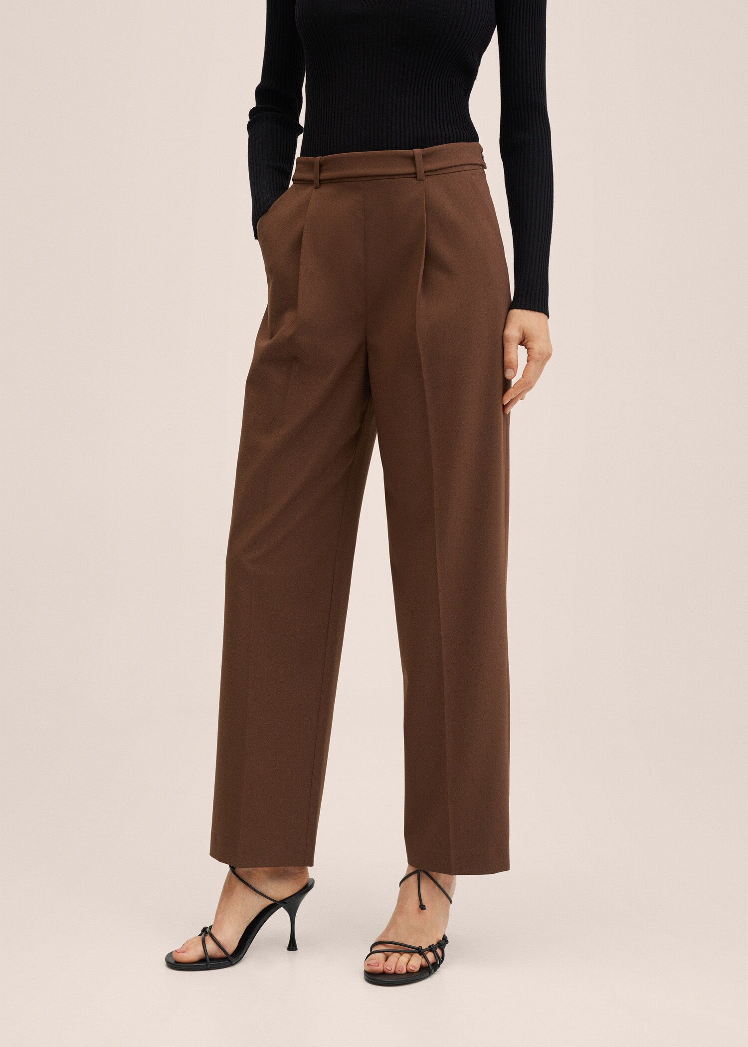 High-waist straight trousers - Medium plane