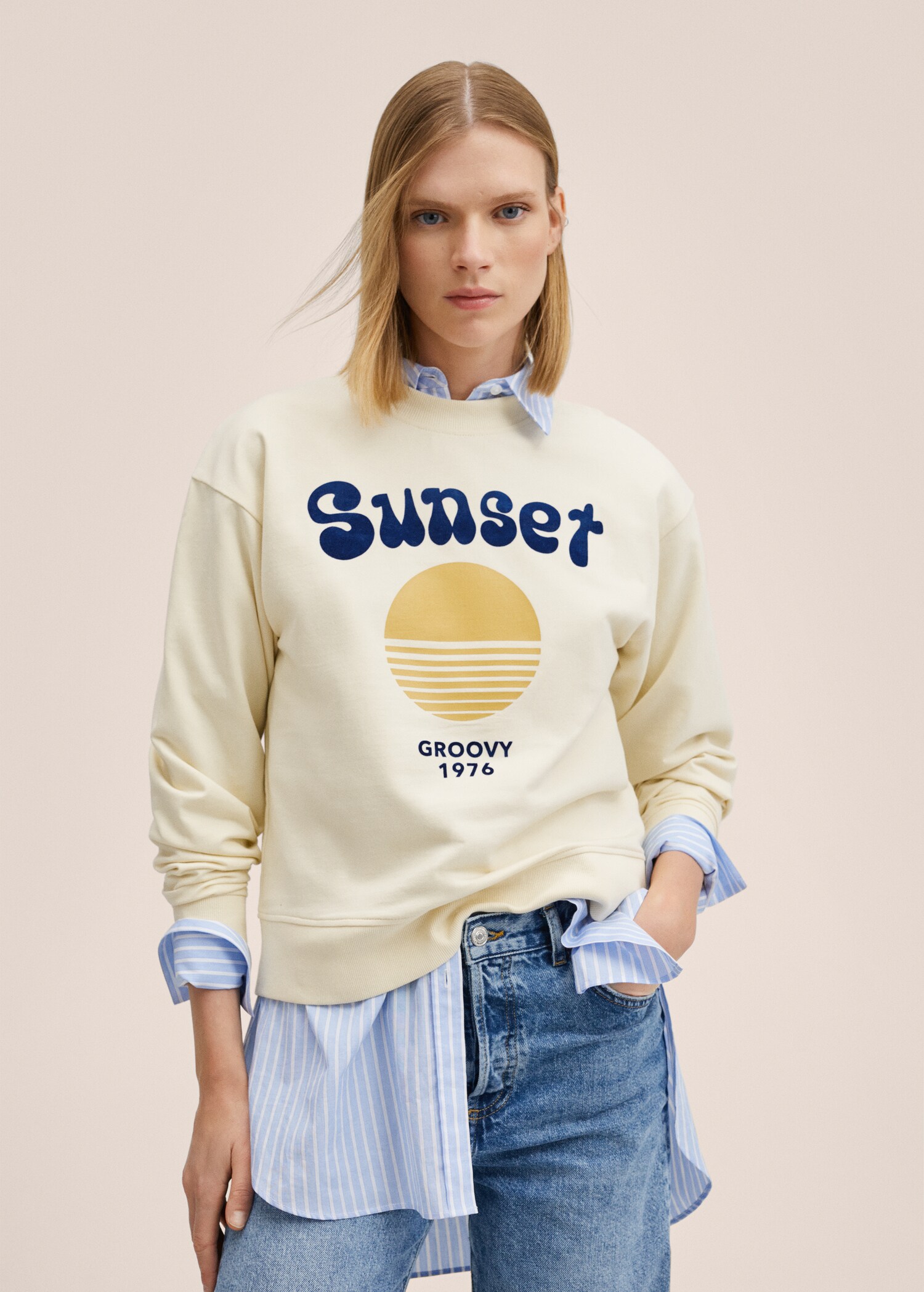 Cotton-blend printed sweatshirt - Medium plane