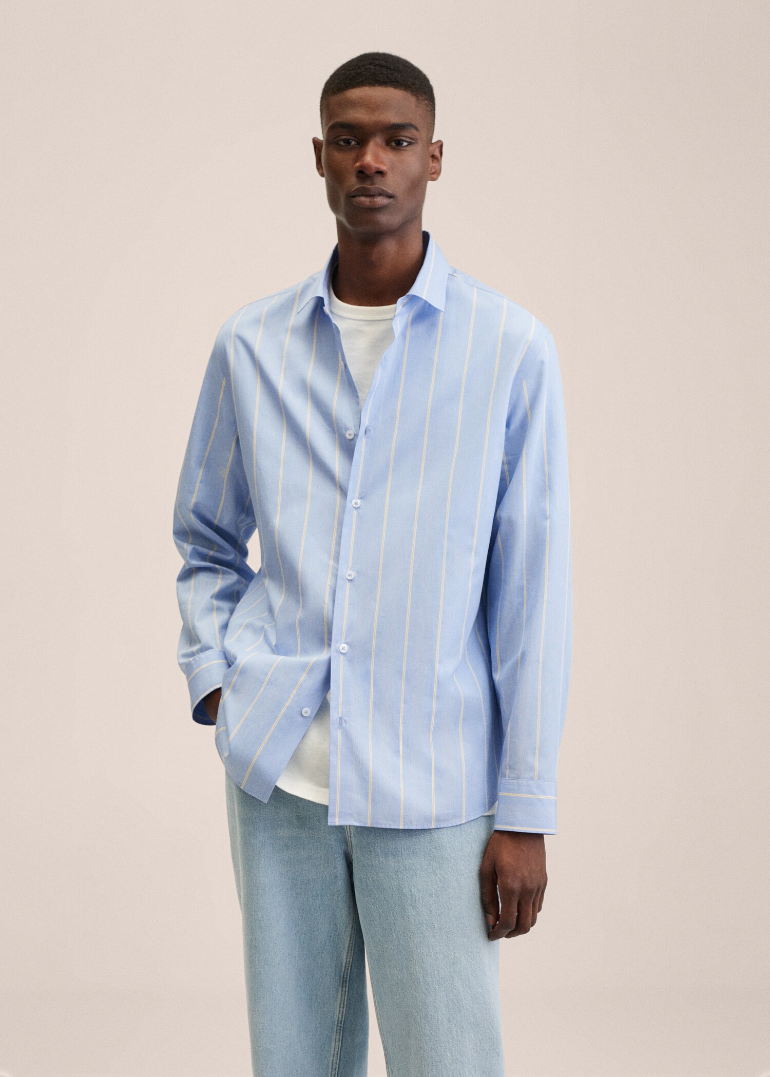 Camisa vestir cotó ratlles - Pla mig