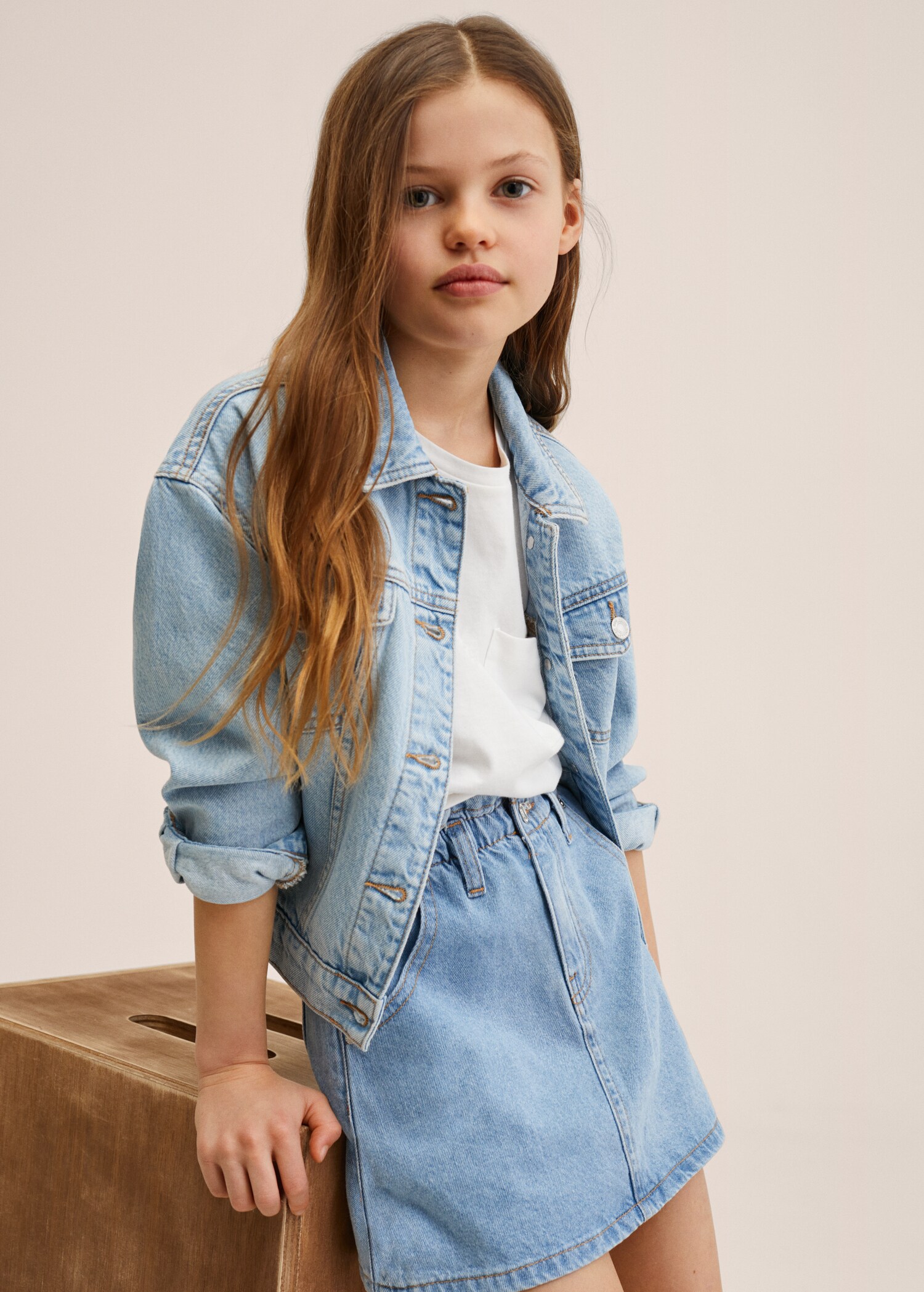 Paperbag denim skirt - Medium plane