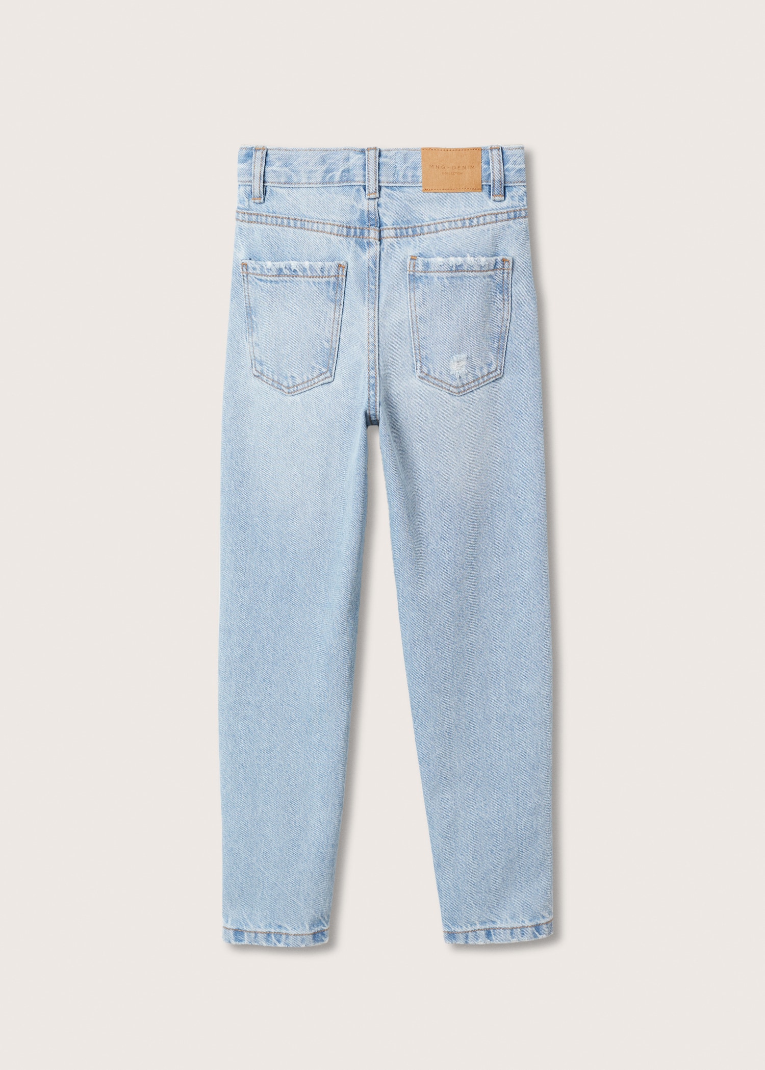 Mom fit decorative rips jeans - Reverse of the article