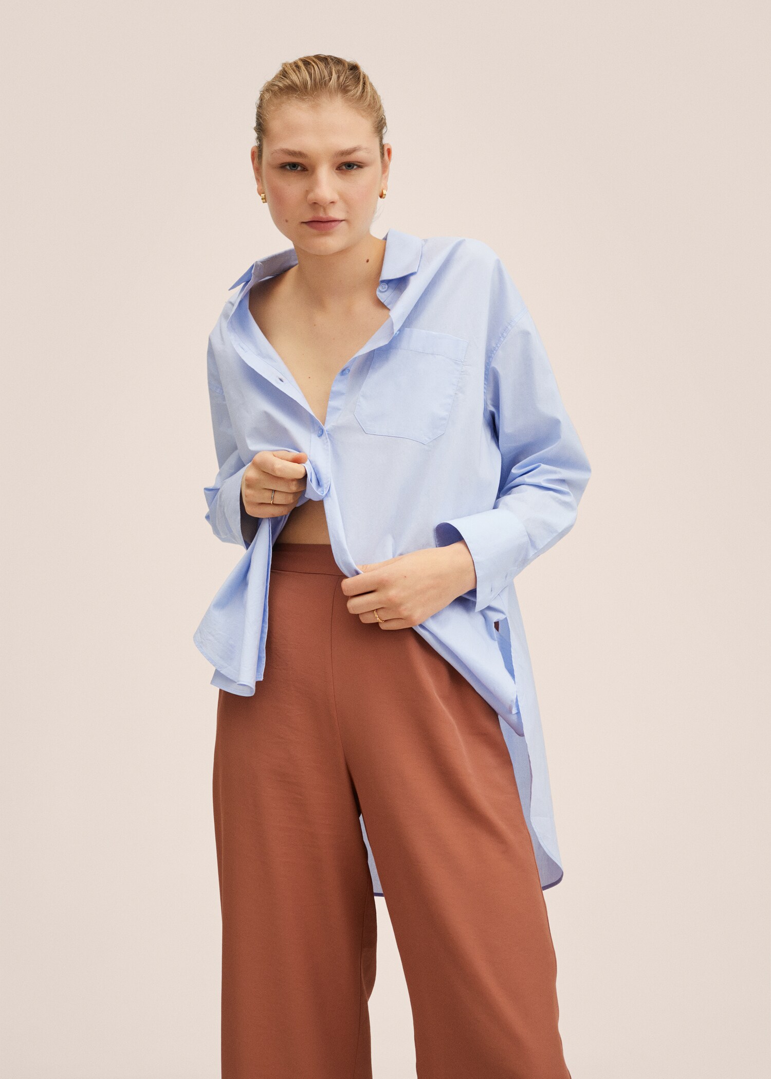 Textured flowy trousers - Details of the article 1