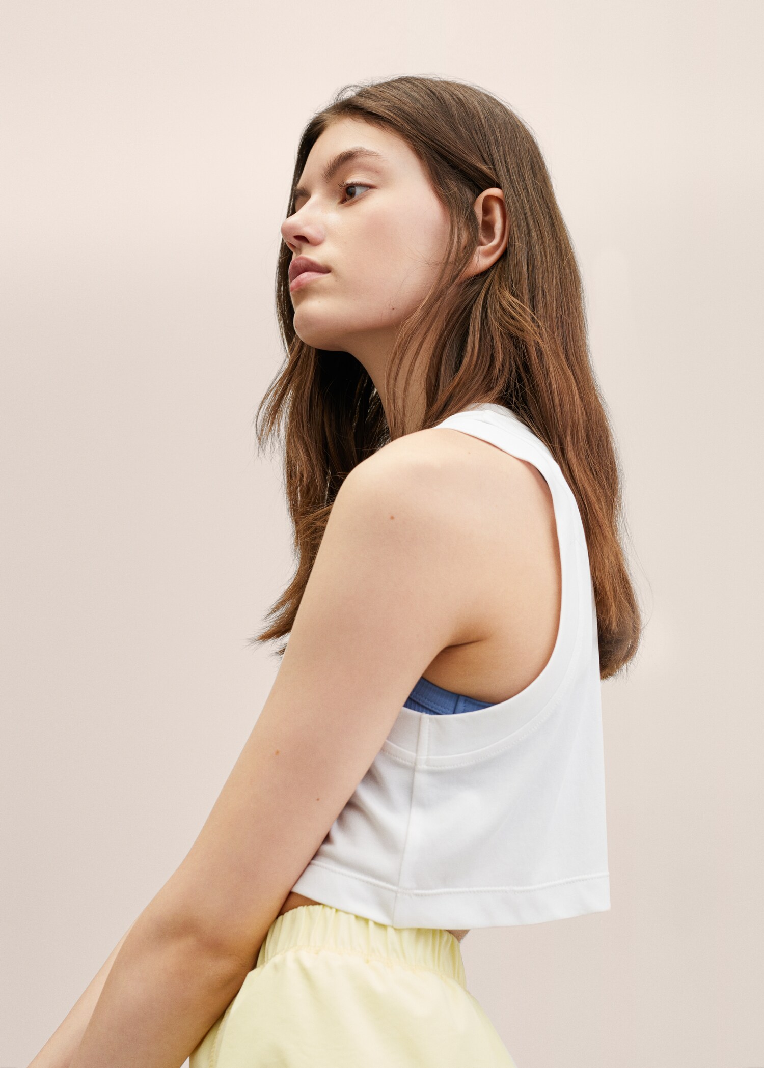 Cropped modal t-shirt - Medium plane
