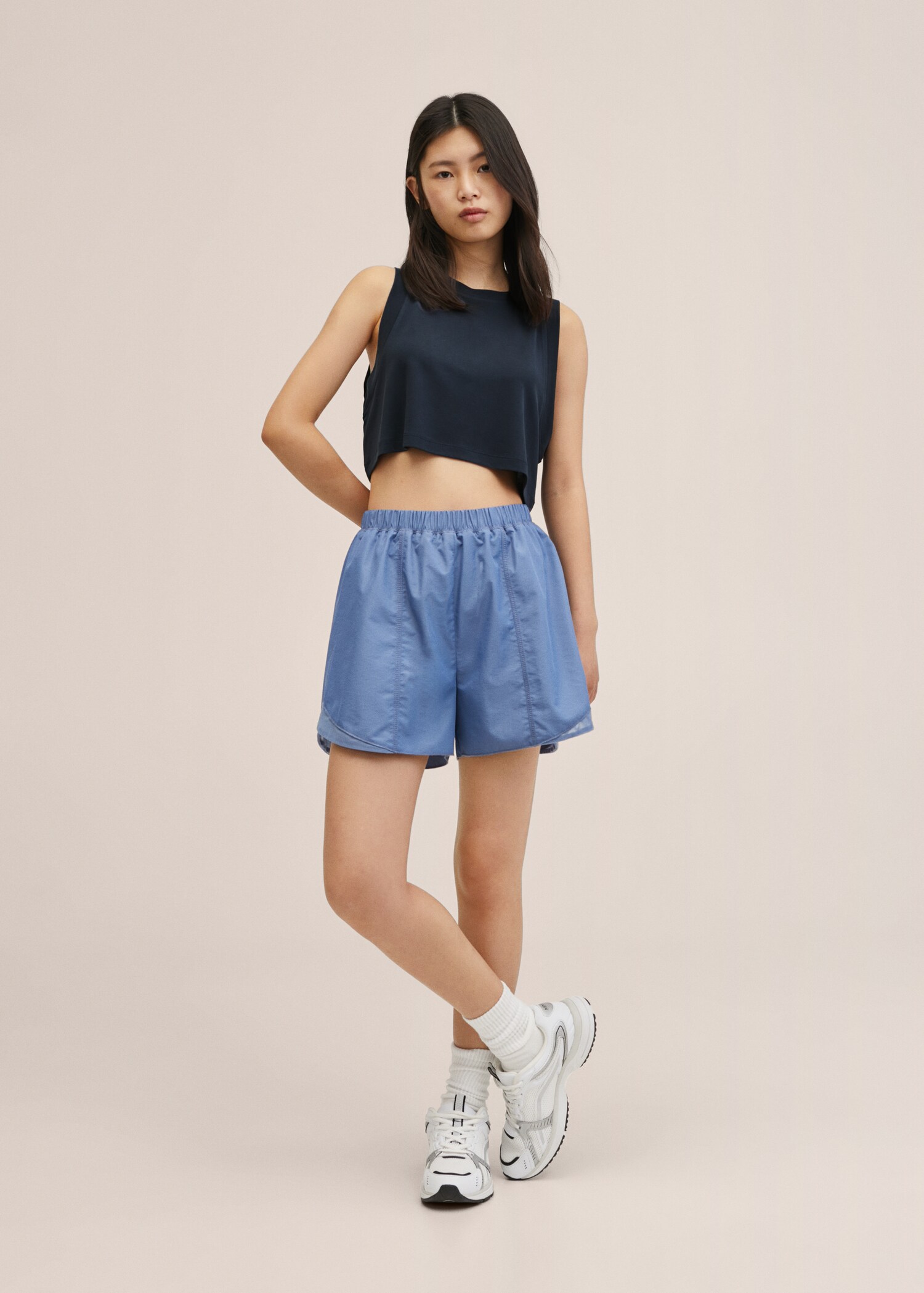 Cropped modal t-shirt - Medium plane