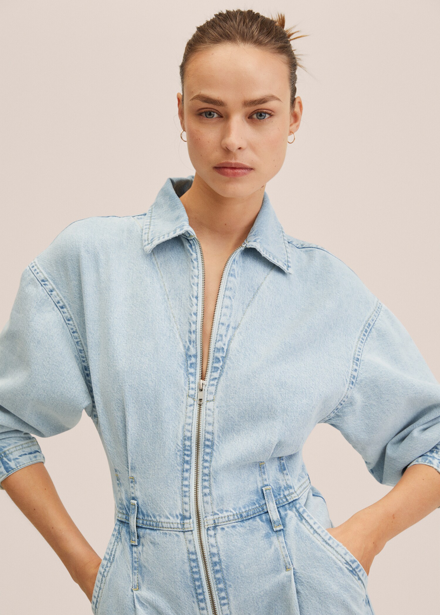 Denim jumpsuit with zipper - Medium plane
