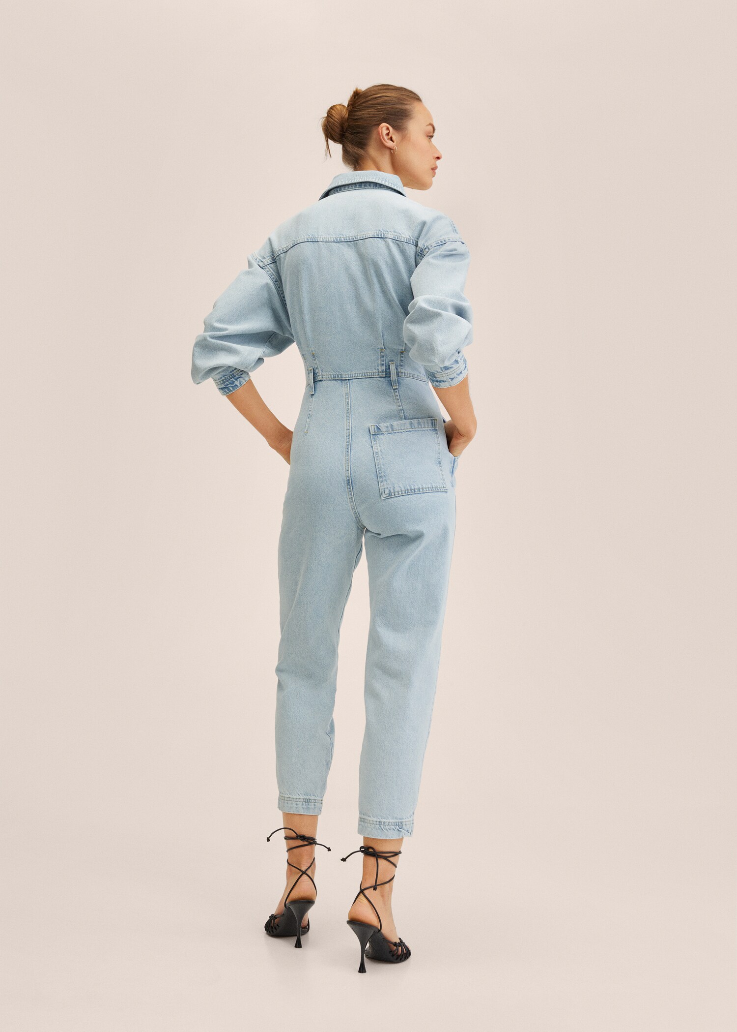 Denim jumpsuit with zipper - Reverse of the article